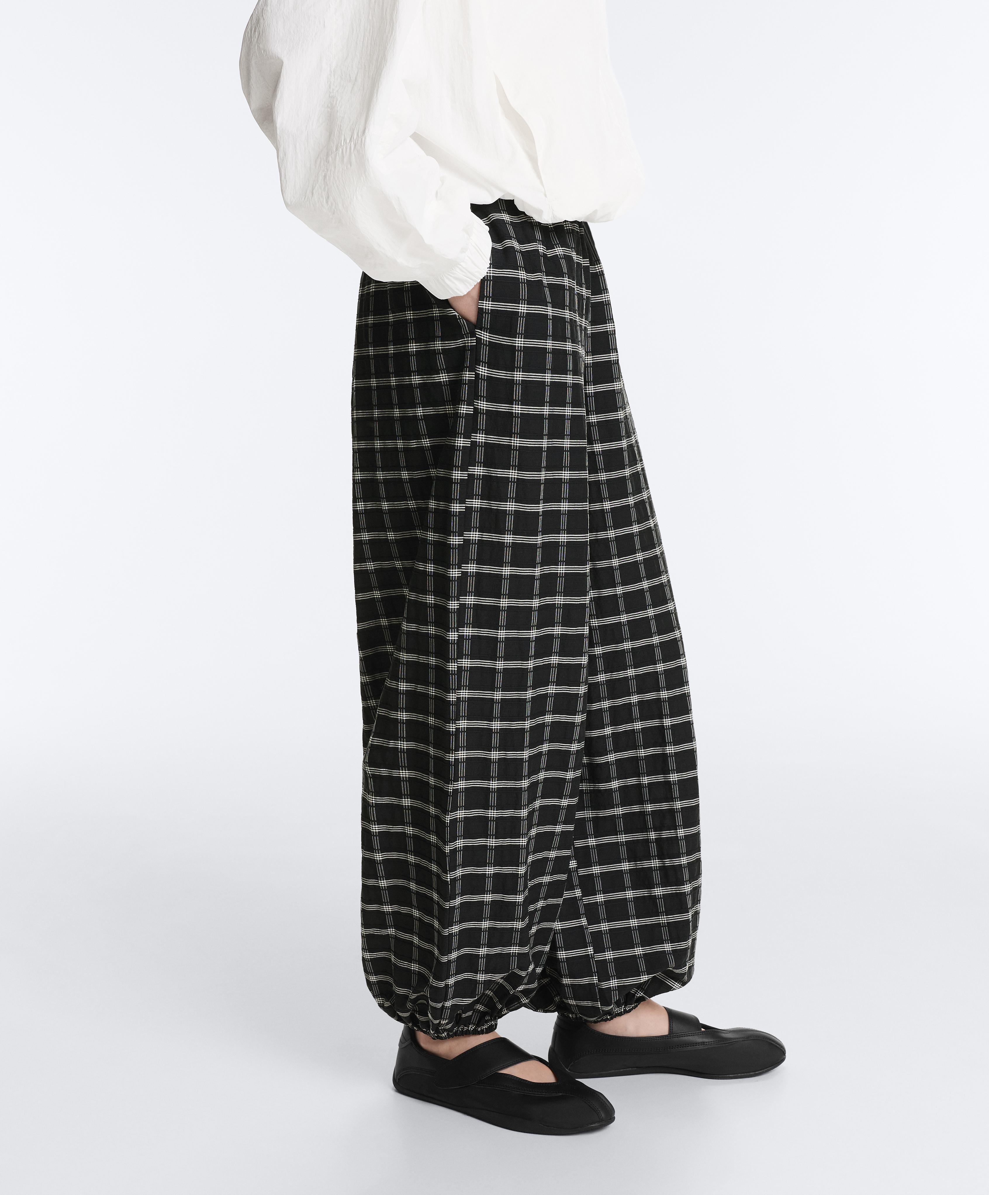 Check cotton bloomer trousers