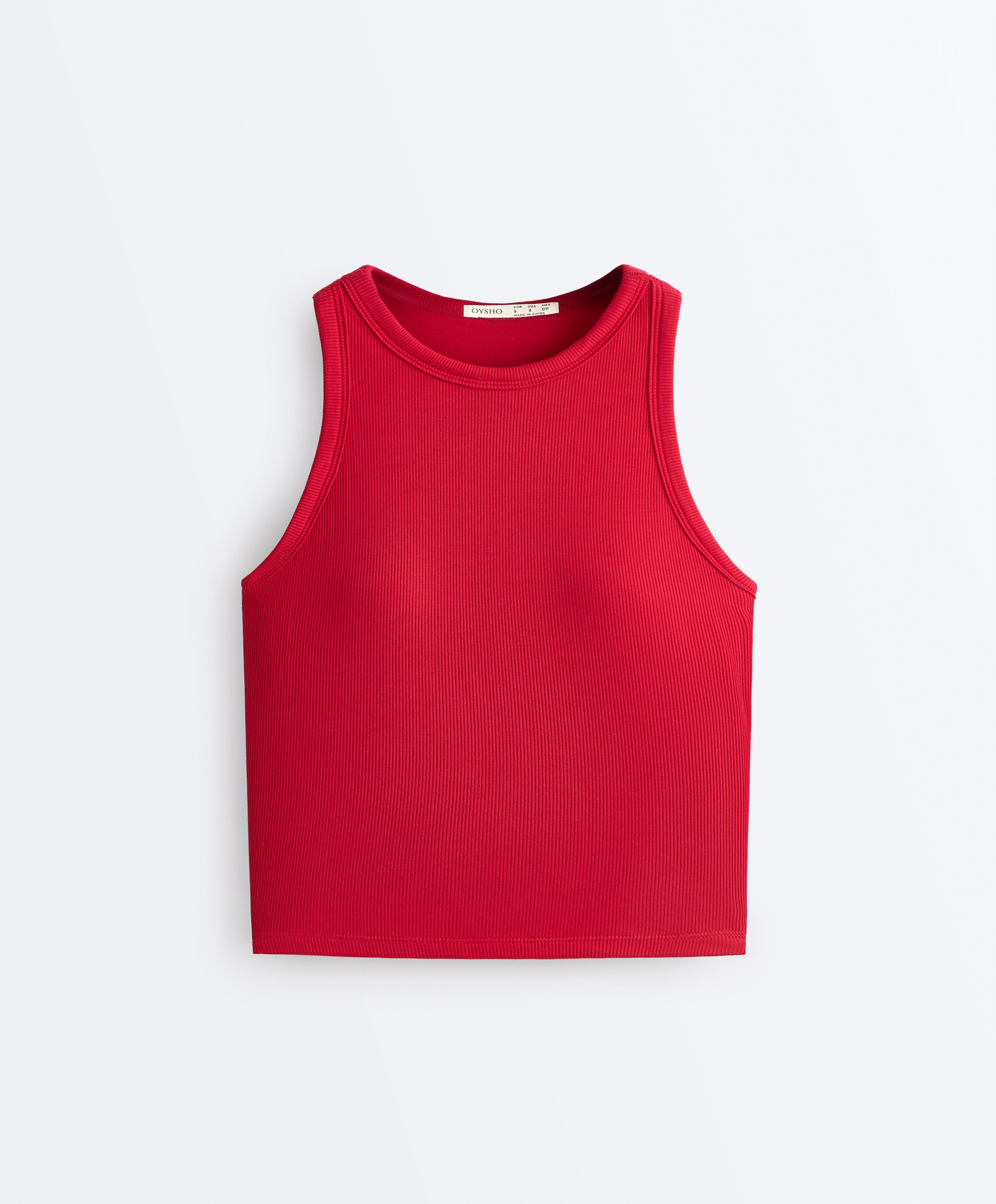 Rib modal blend long tank top — BRIGHT RED