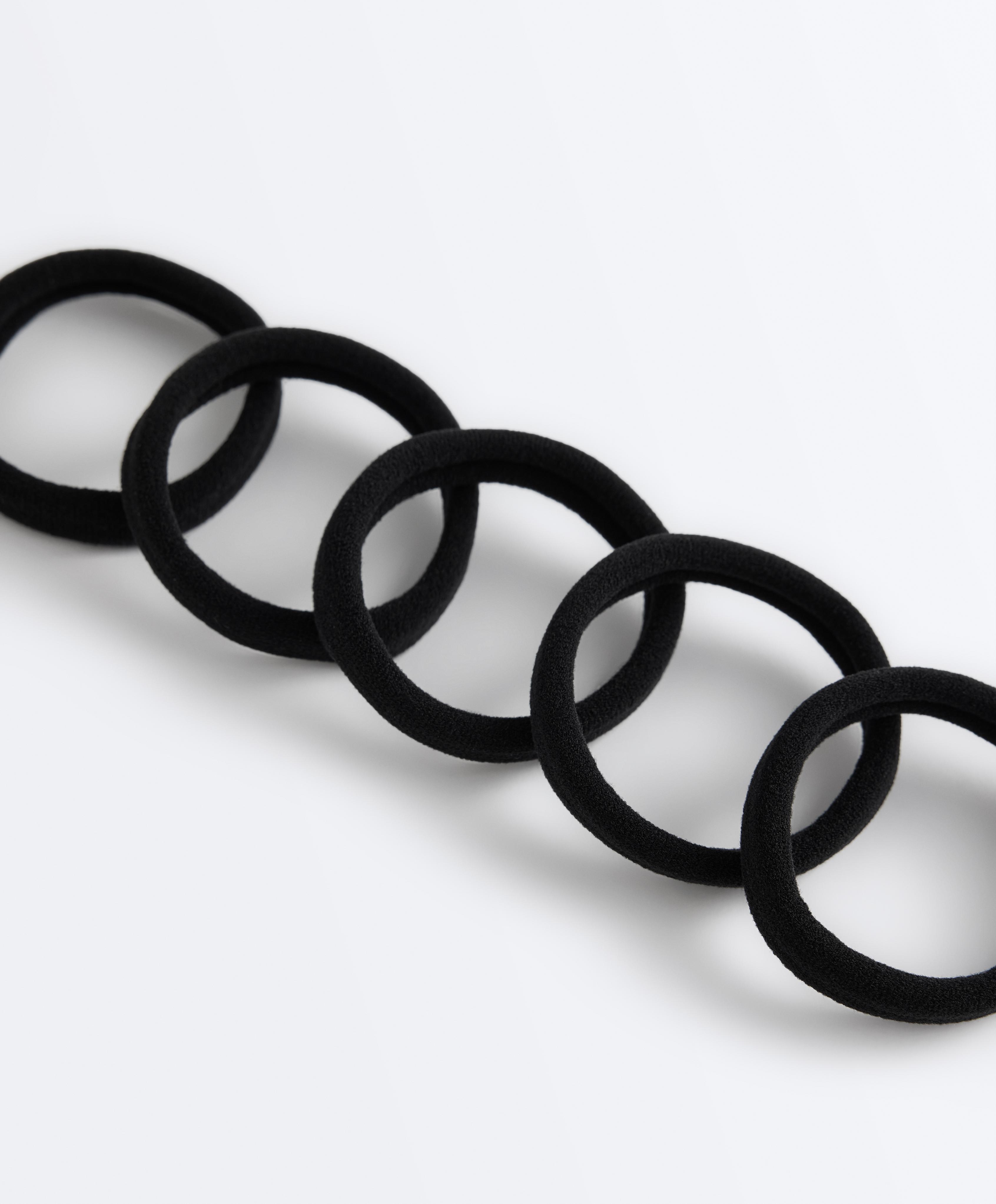 5 smooth hair ties — BLACK