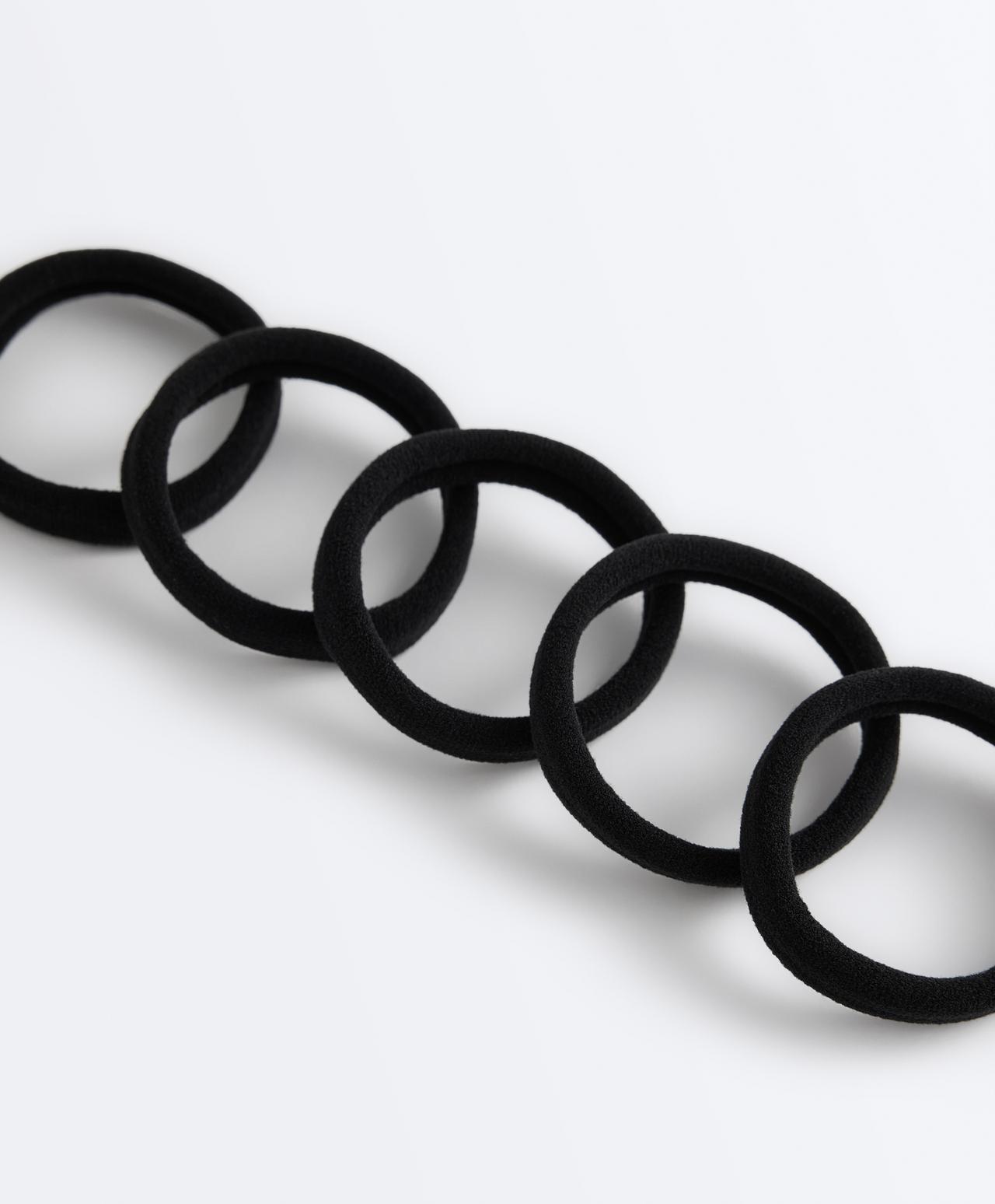 5 smooth hair ties — BLACK