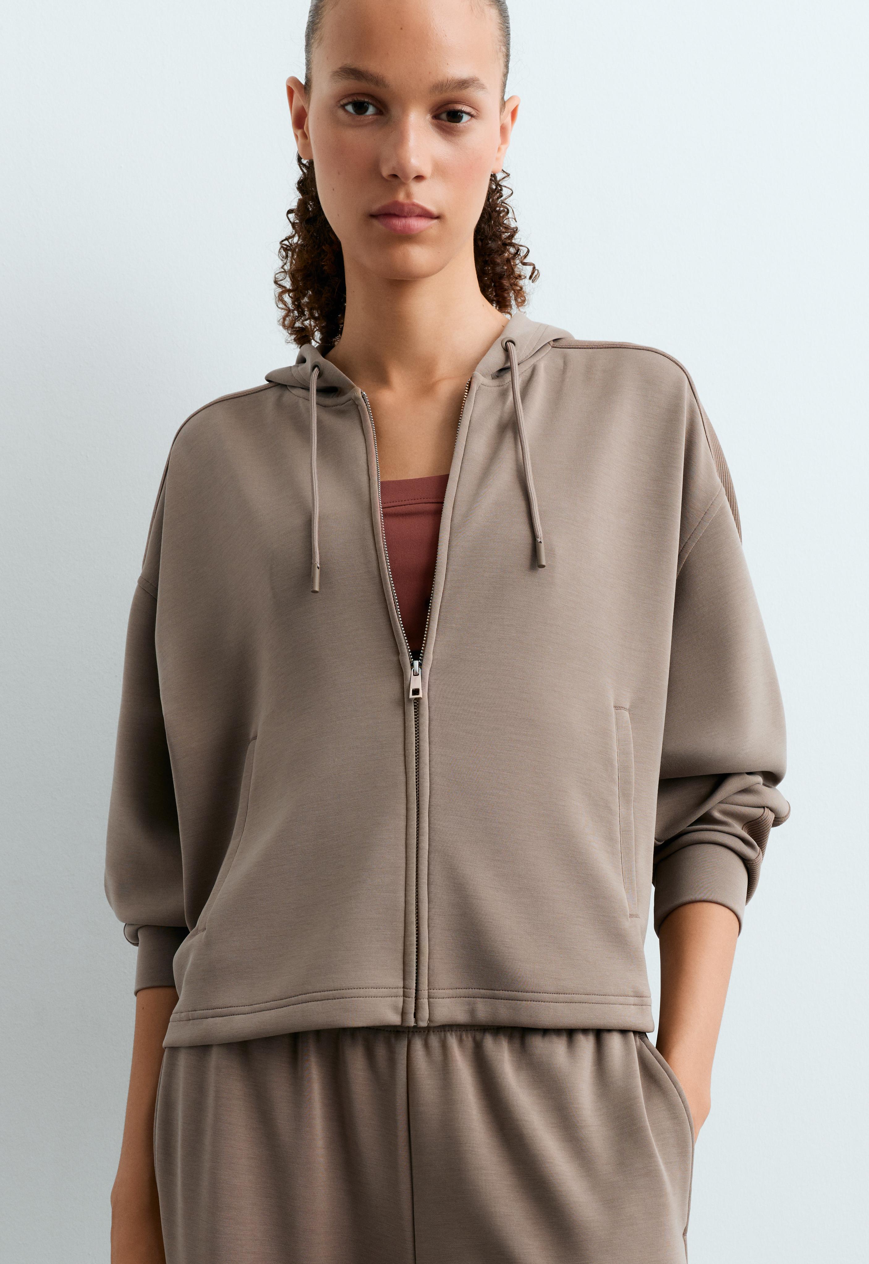 Veste courte à capuche en modal Veste courte à capuche en modal