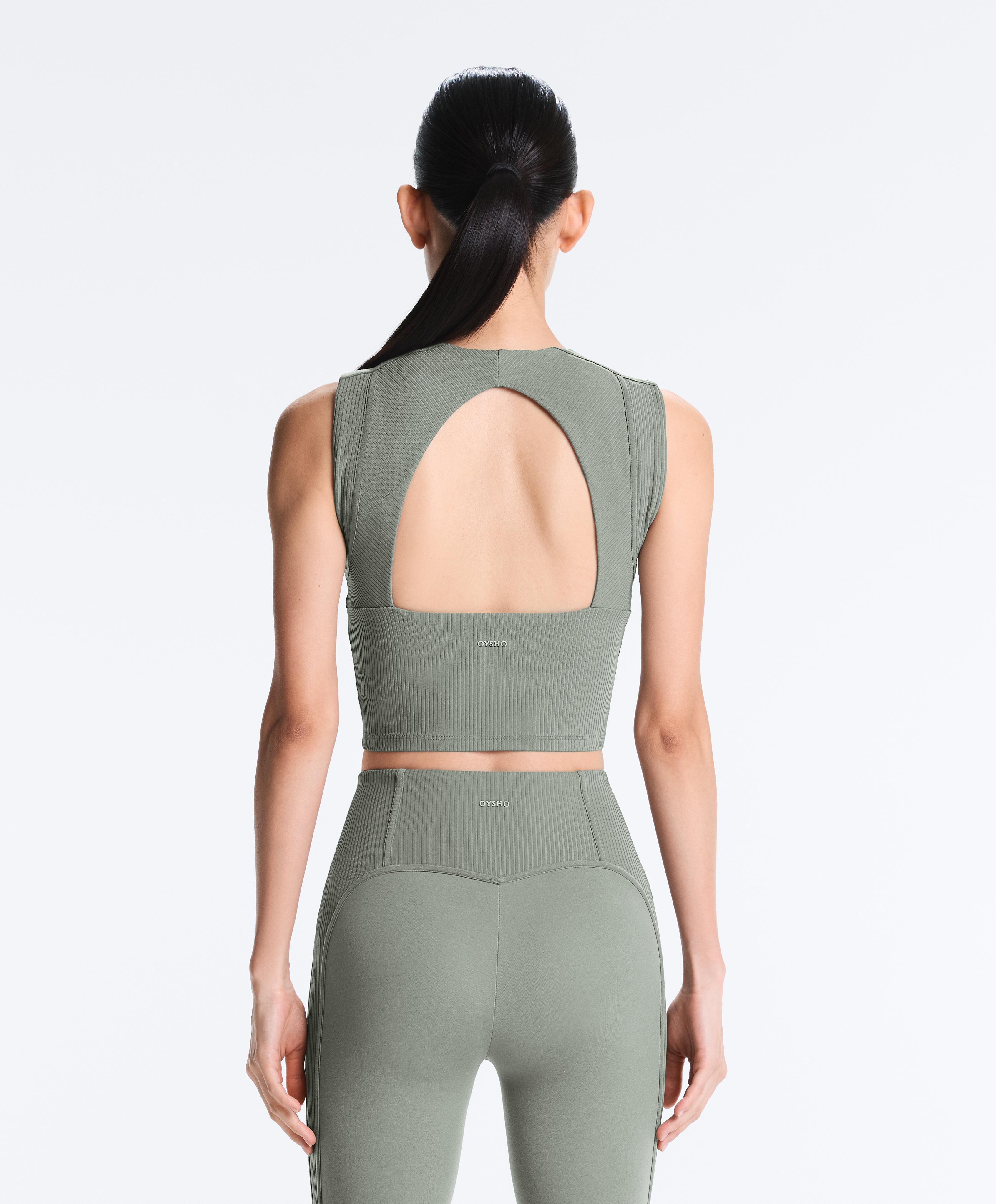 Sleeveless Rib Comfortlux Tank Top — KHAKI-GREY