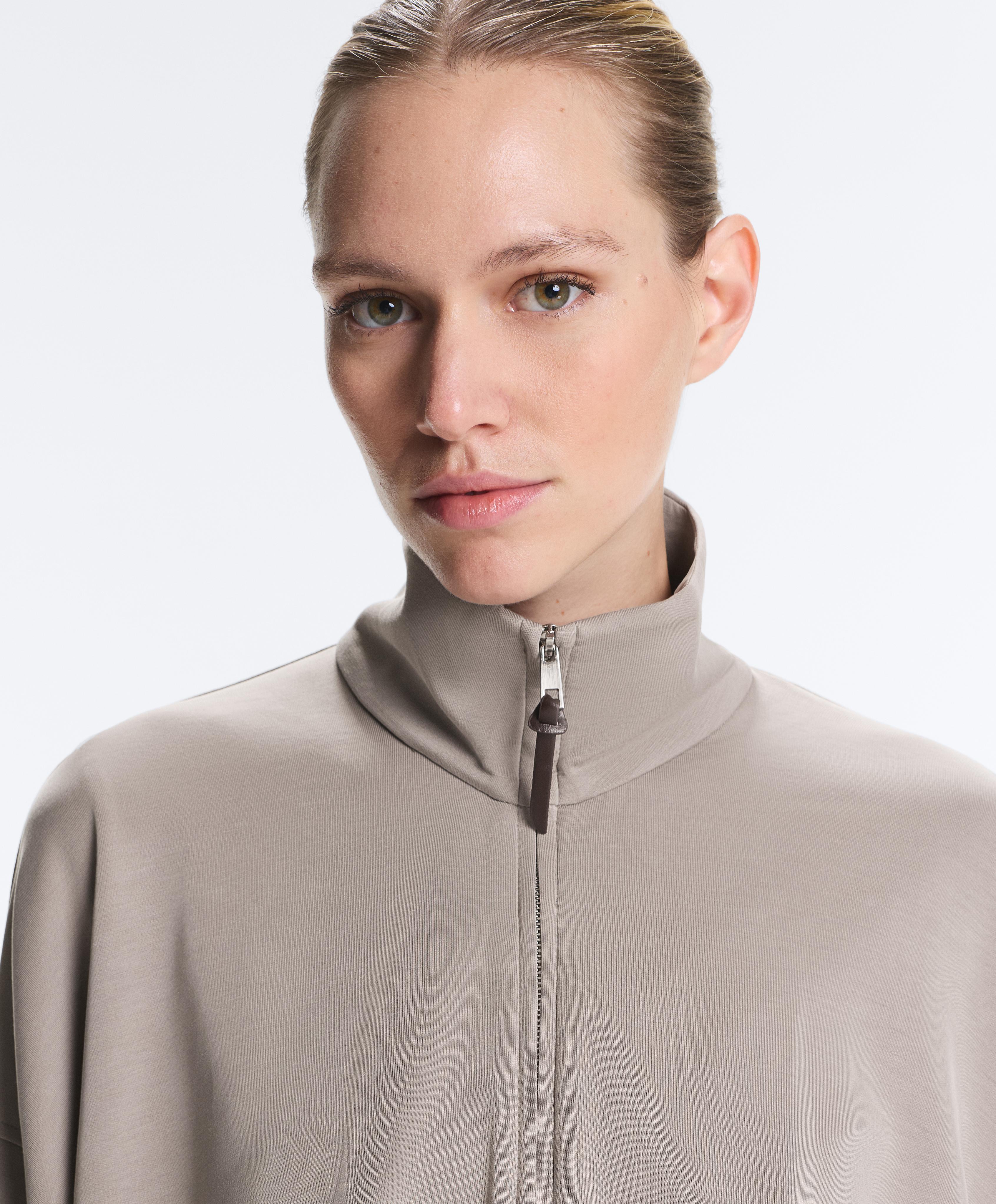 Soft-touch corset belt jacket with modal — PALE TAUPE