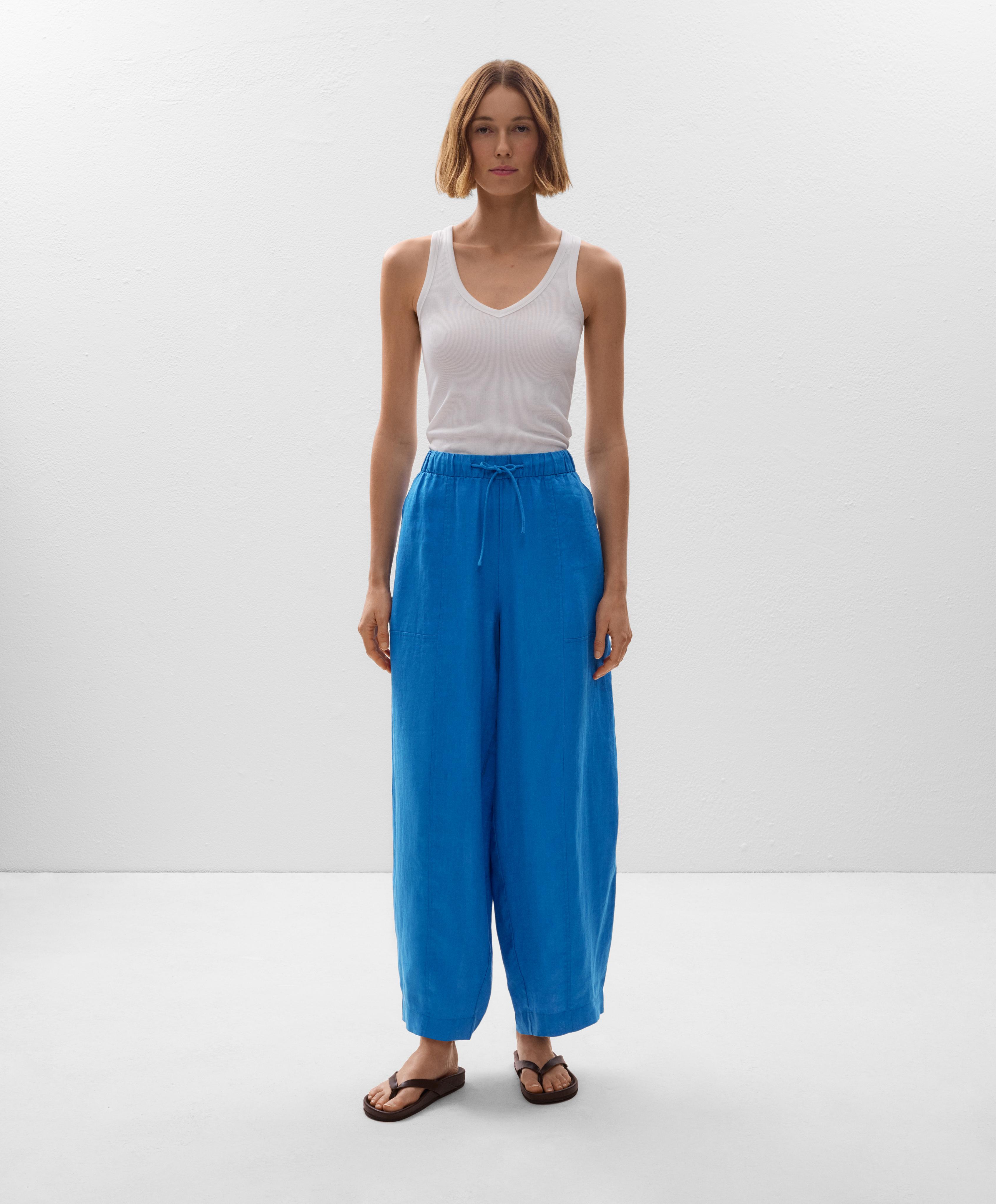 Pantalon barrel 100 % lin Pantalon barrel 100 % lin