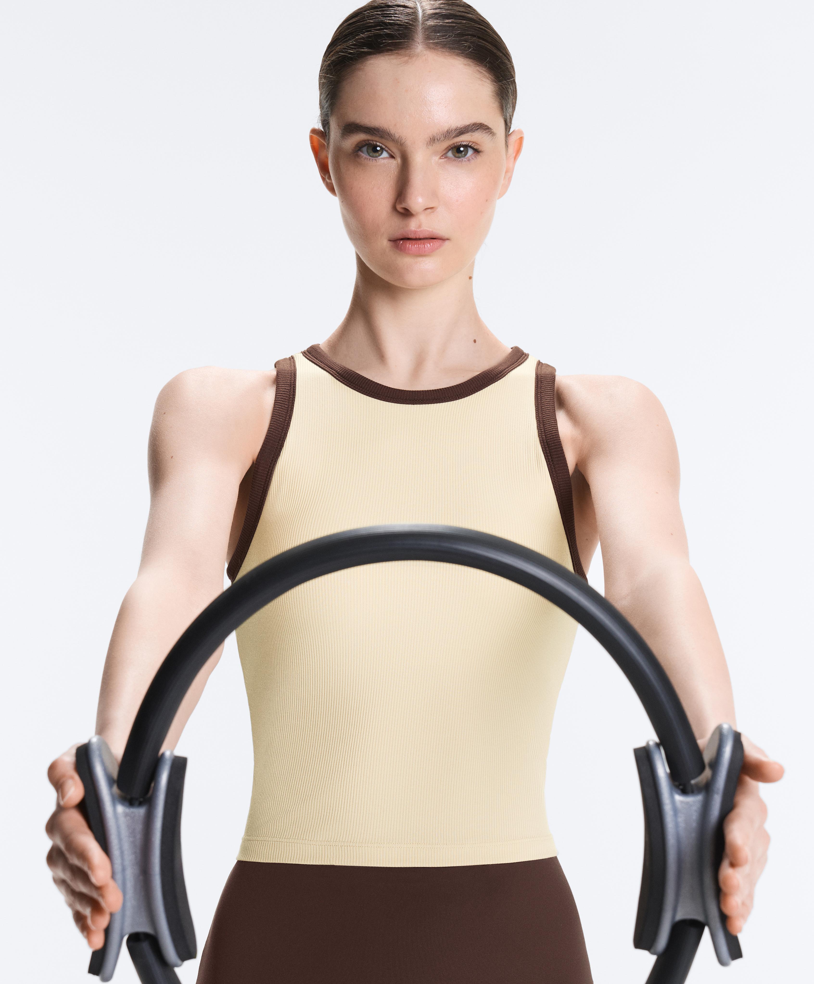 Rib modal blend long tank top — VANILLA