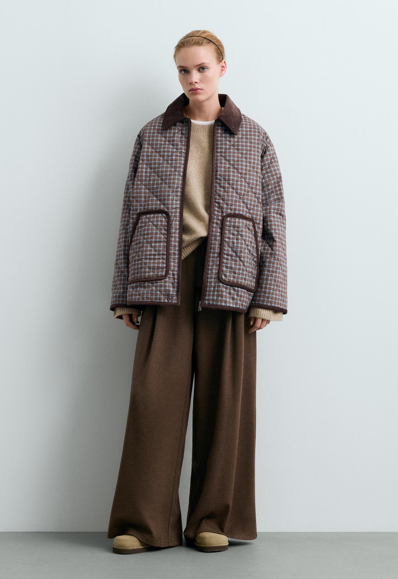 Cocoon herringbone pleat trousers — BROWN