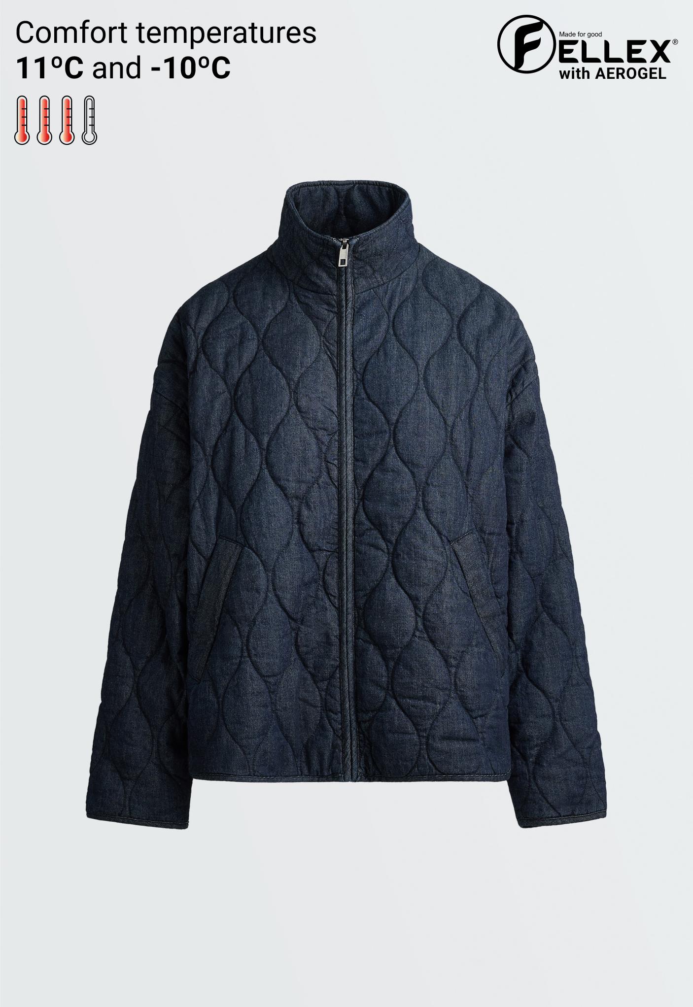FELLEX® AEROGEL denim-effect boxy padded jacket — MID DENIM