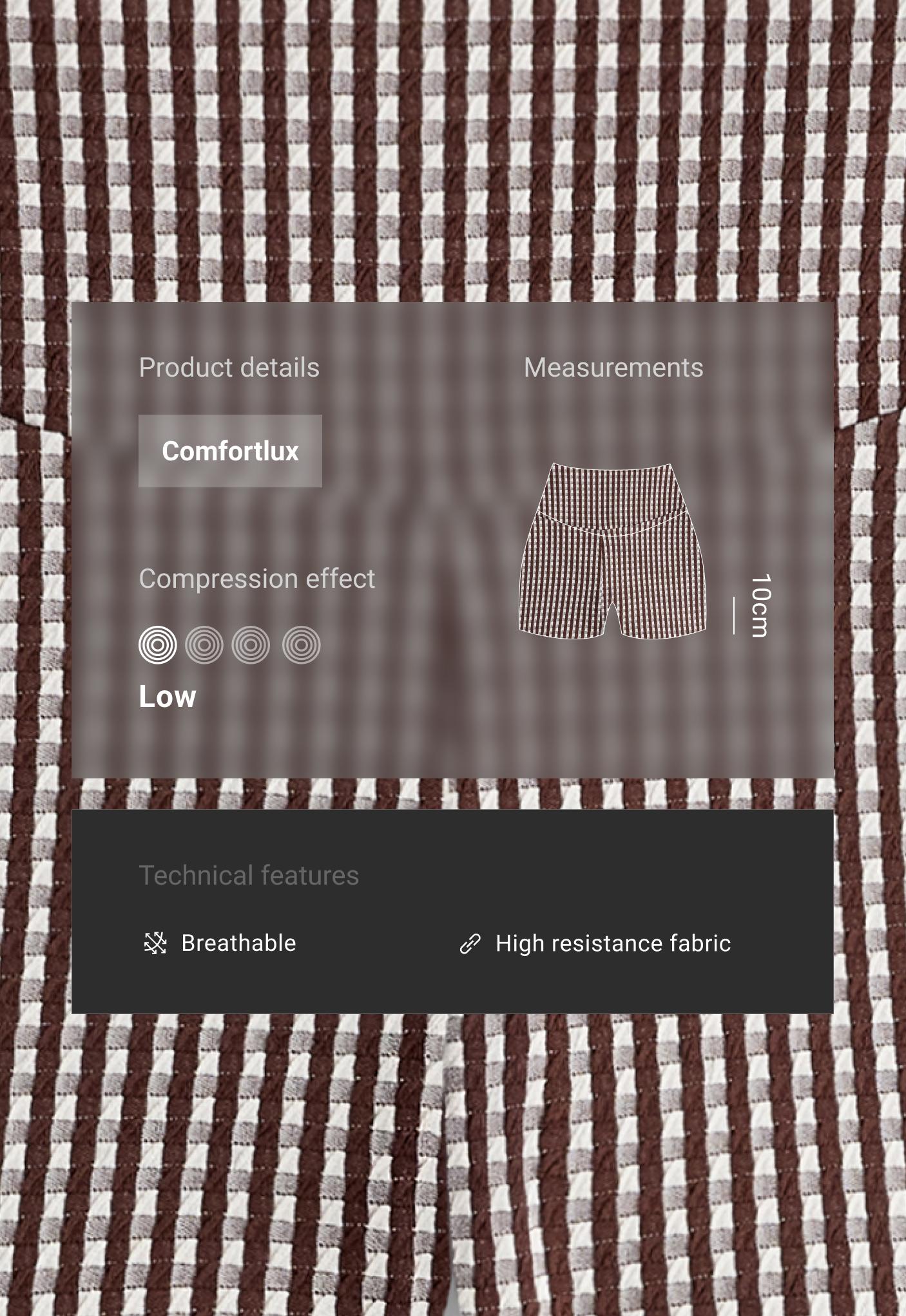 Comfortlux high-rise 10cm gingham hot pants — DARK REDDISH‑BROWN