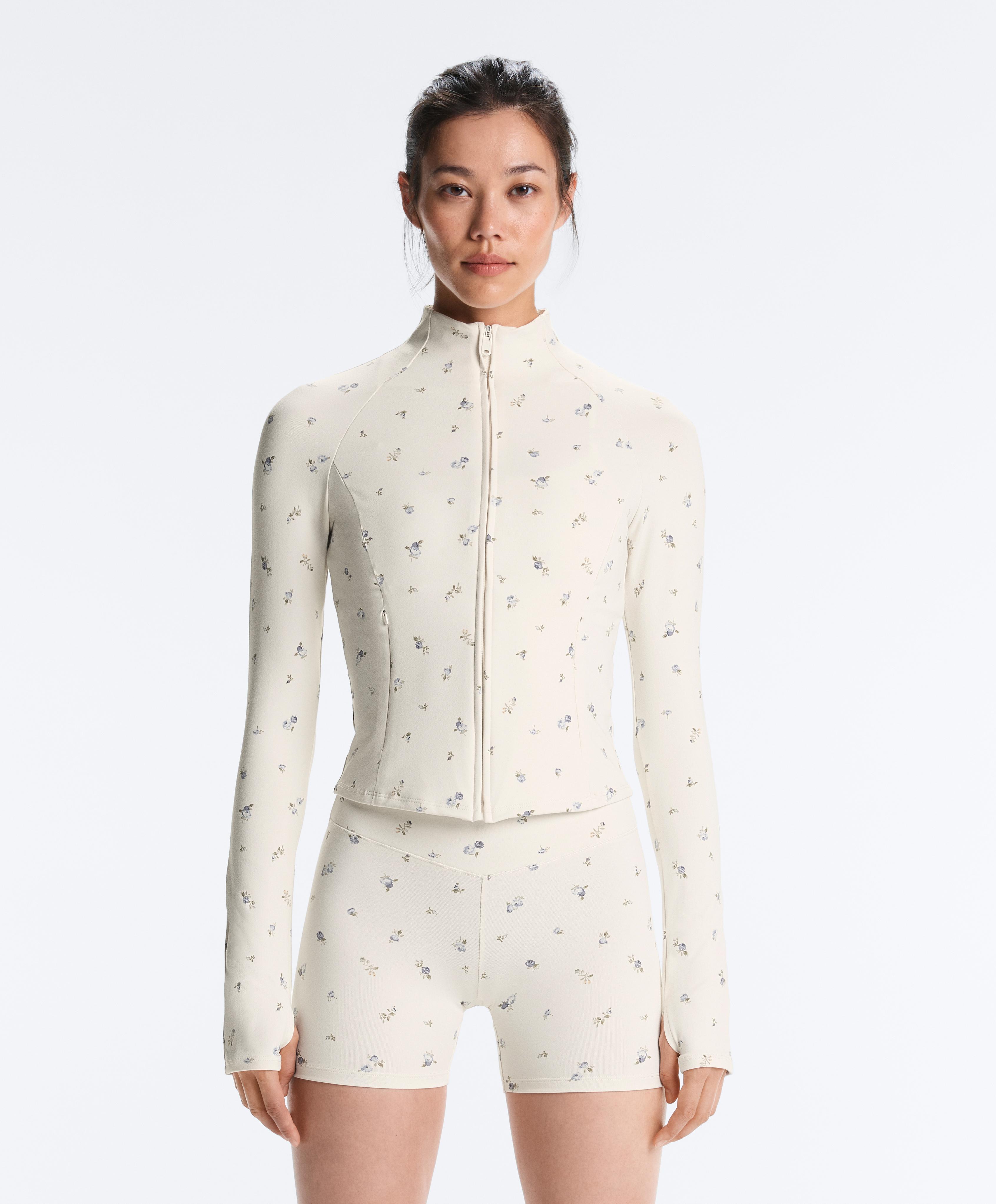 Evermove floral print technical jacket — PALE ECRU