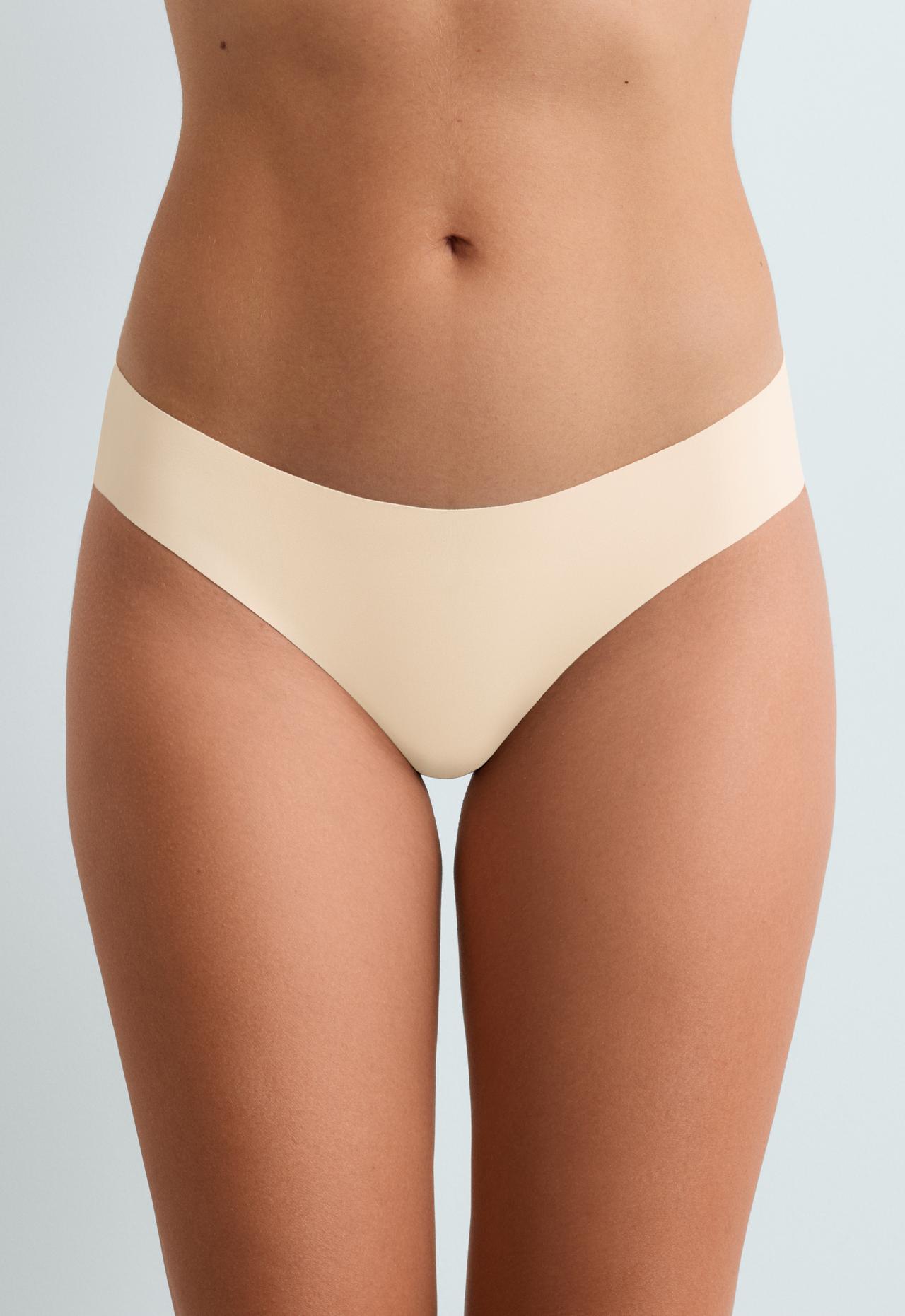 5 classic invisible polyamide blend briefs, Laser cut V-cut — VANILLA