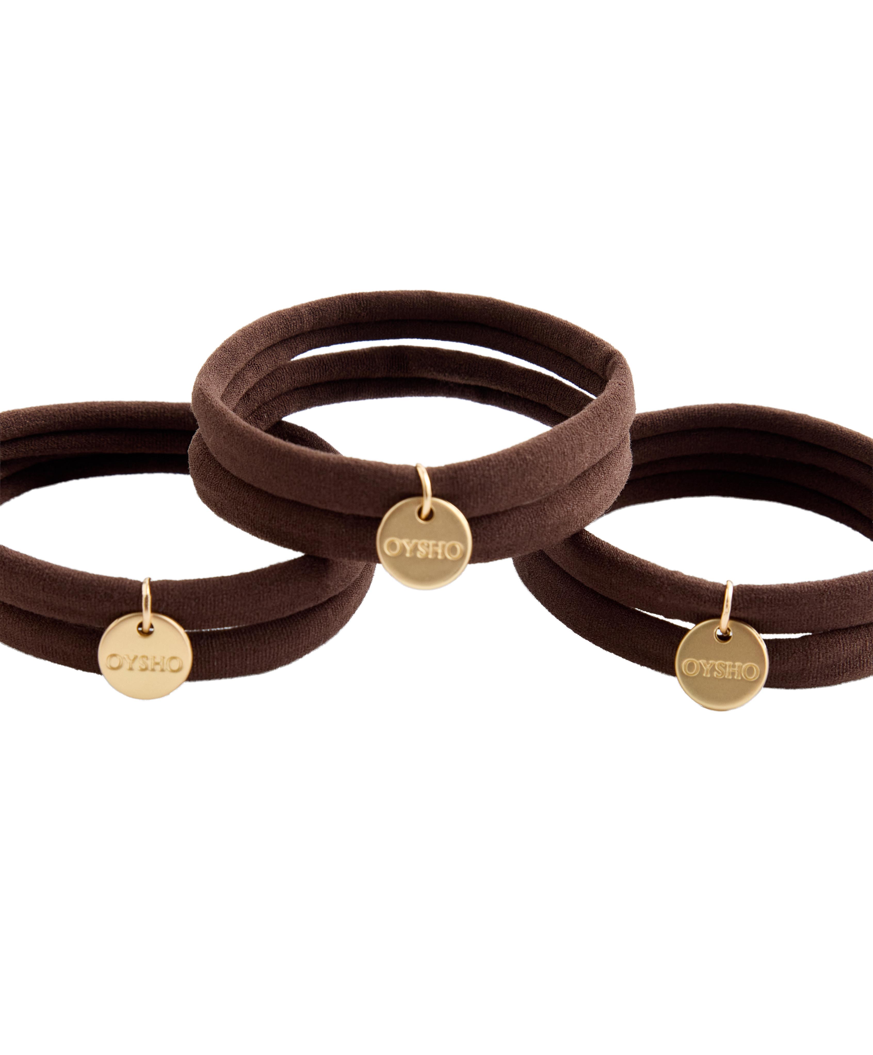 6 Oysho plaque hair ties — CHOCOLATE      