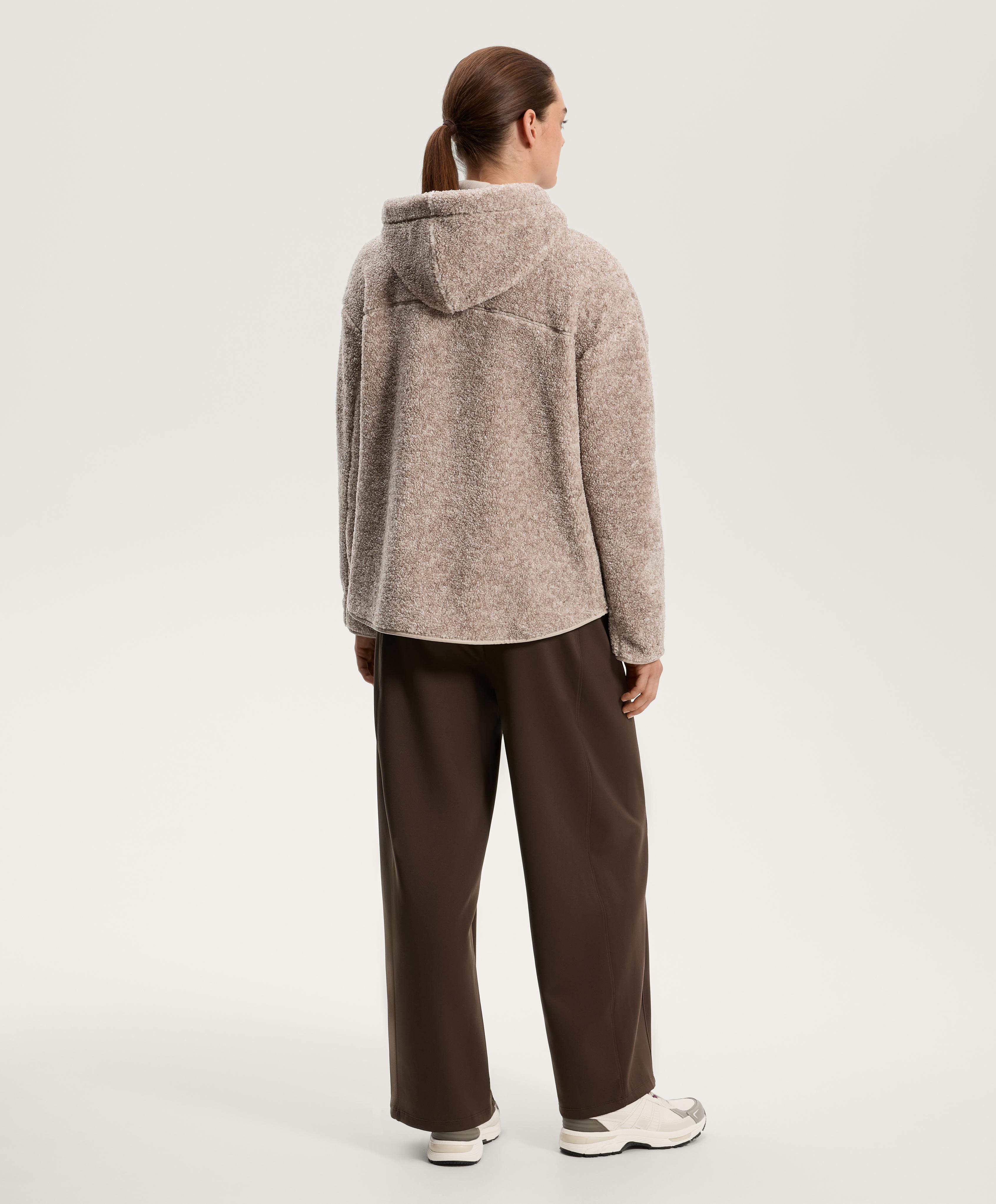 Faux-shearling hooded jacket — MINK MELANGE