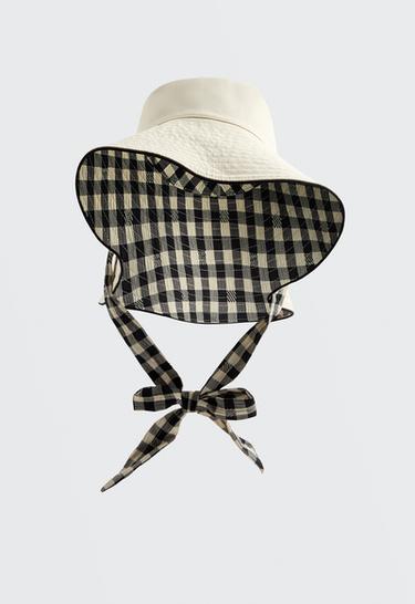 Reversible check bucket hat — BLACK 2