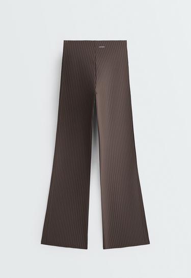 Compressive Core Control high-rise pinstripe flare trousers — BROWN 8