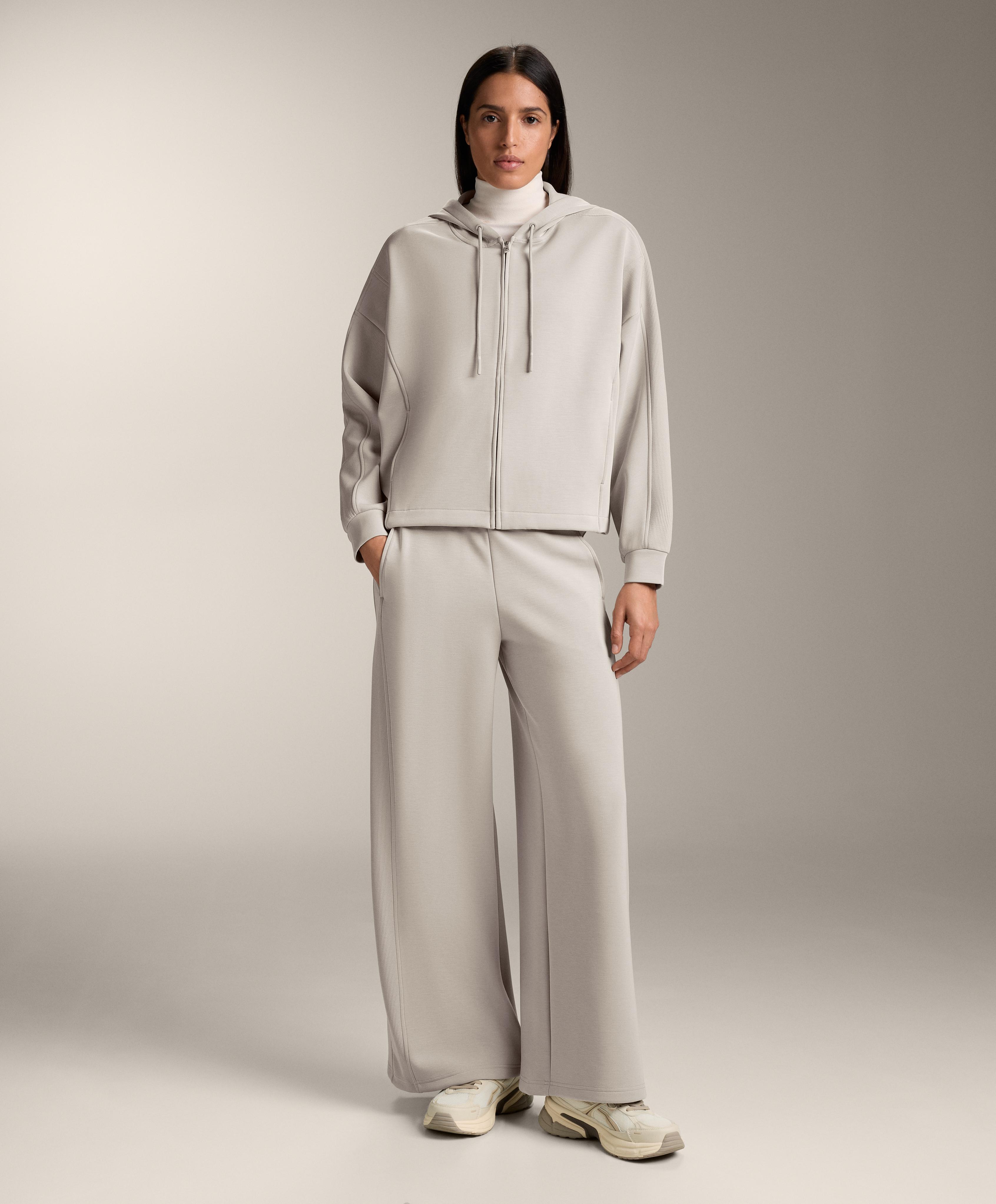 Kapuzenjacke mit Rib-Details aus Brushed Modal