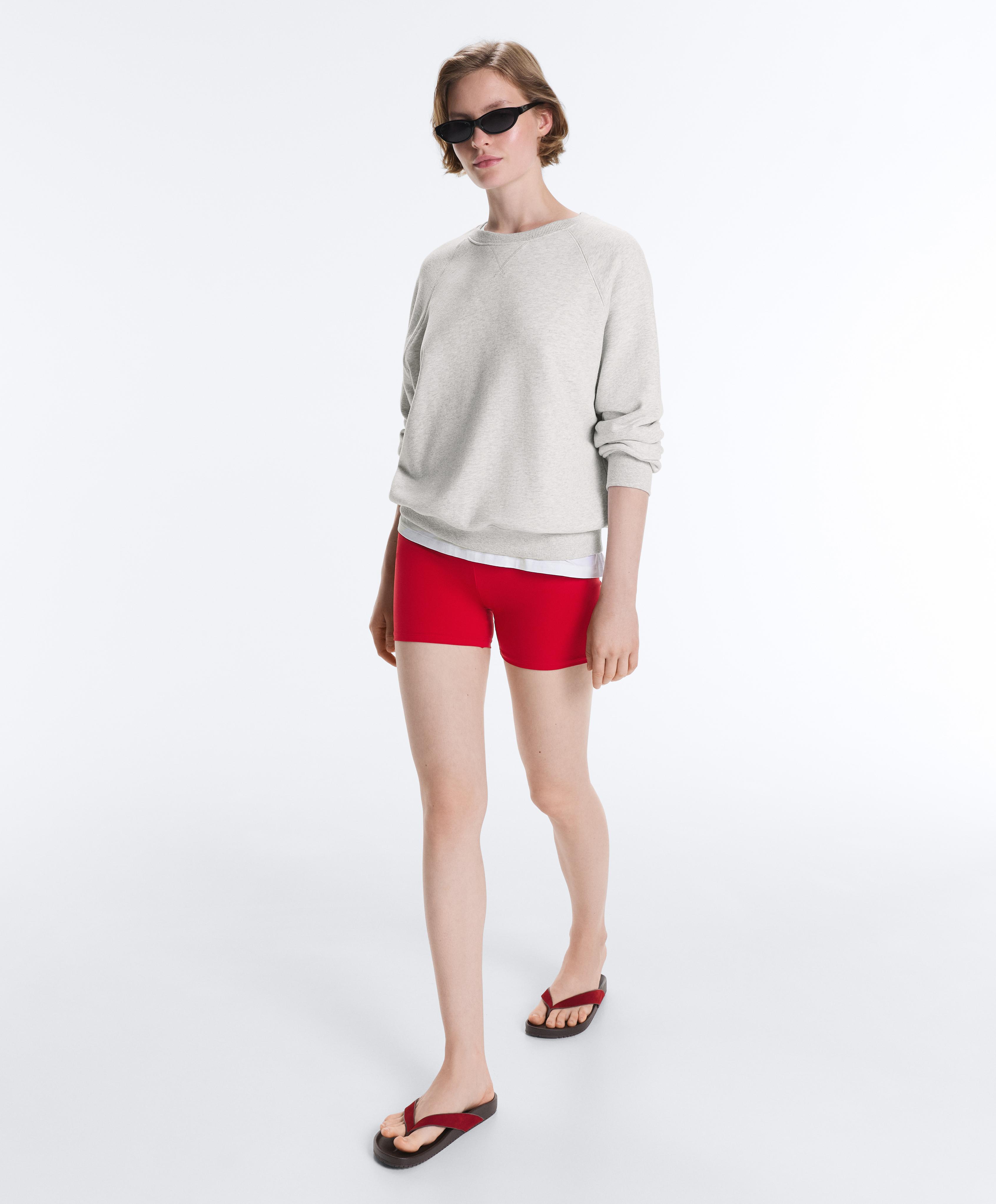 Cotton-blend marl fleece sweatshirt — PALE GREY MELANGE