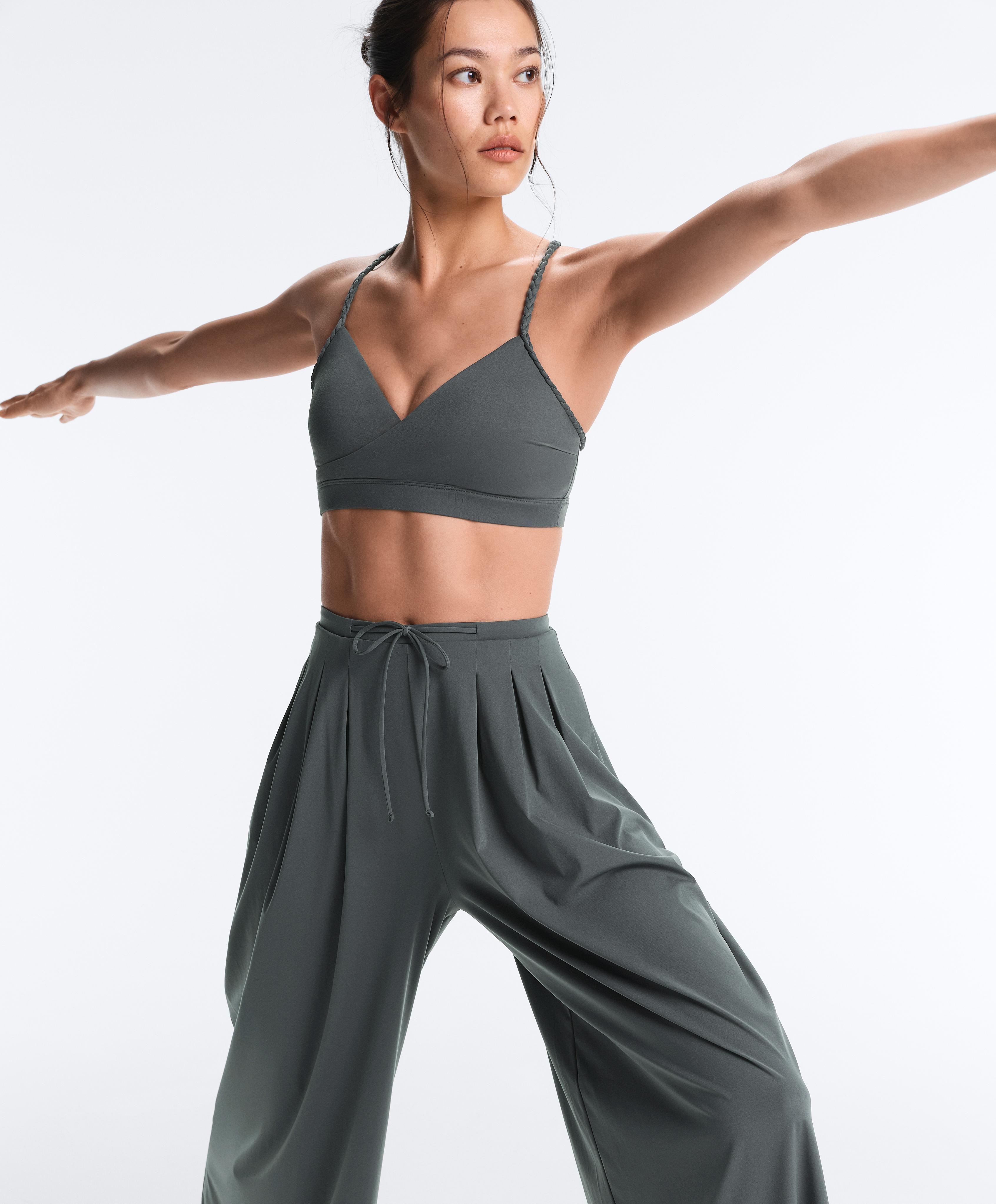 Light Touch wide-leg trousers with darts — STEEL GREY