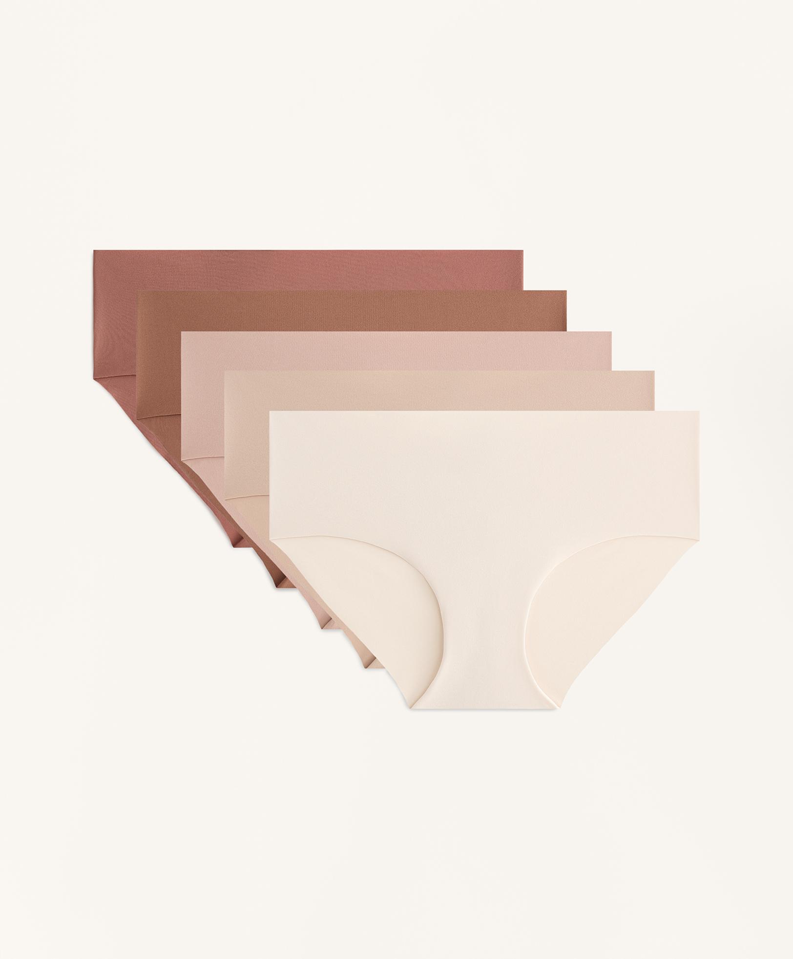5 invisible polyamide blend hipster briefs — BEIGE