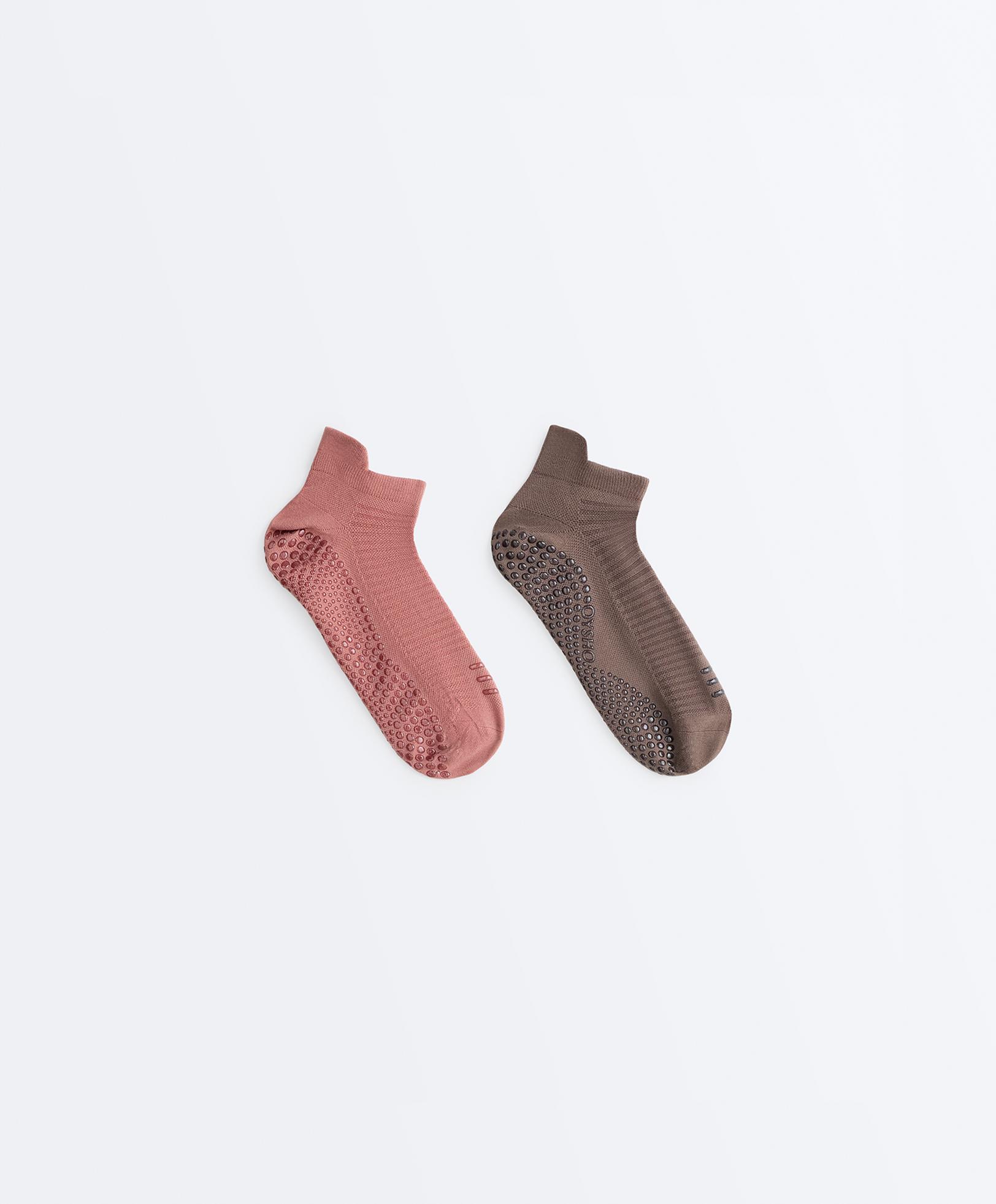 2 pairs of polyamide blend yoga and Pilates sneaker socks — BLUSH