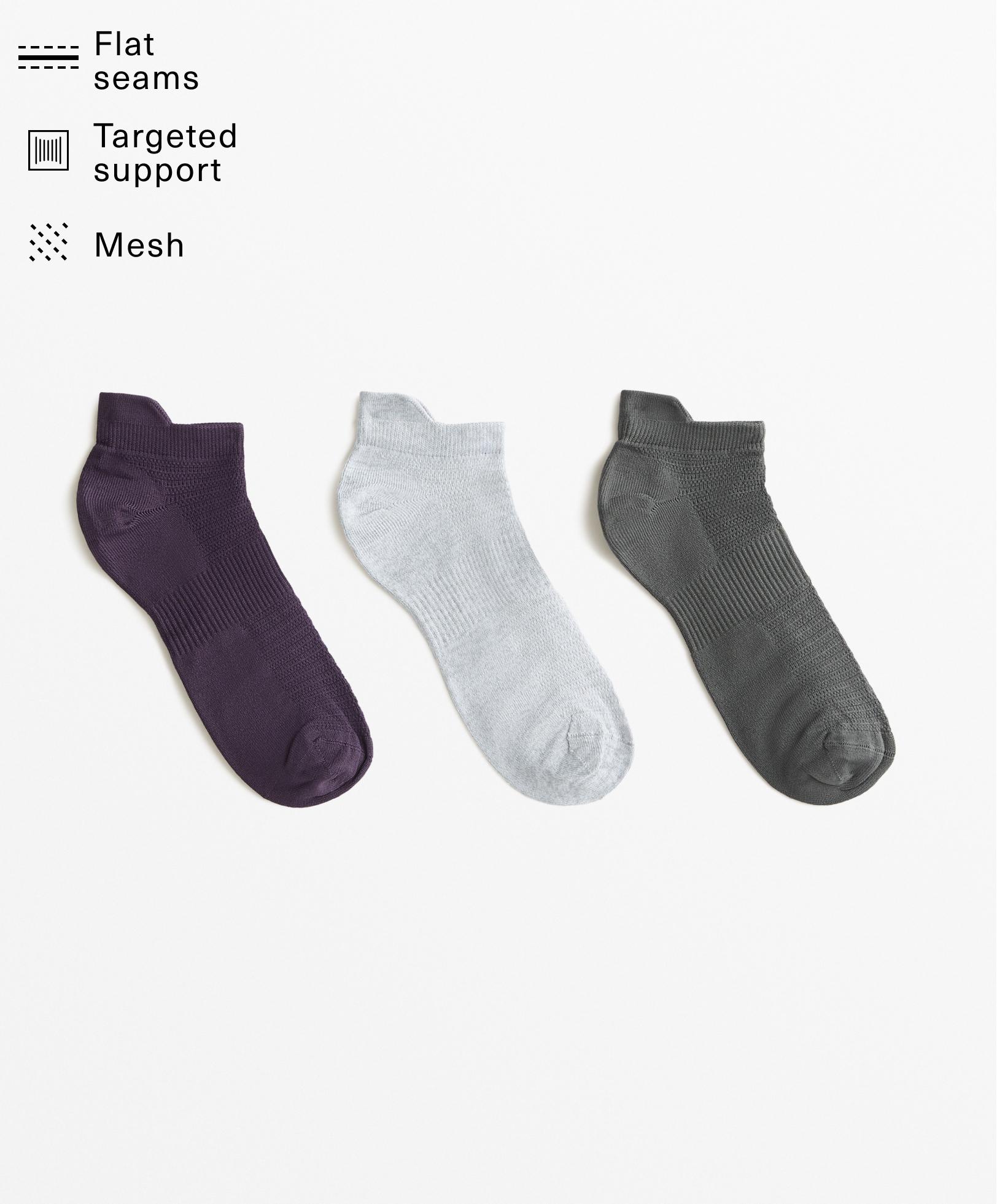 3 pairs of polyamide blend sneaker socks with heel tab