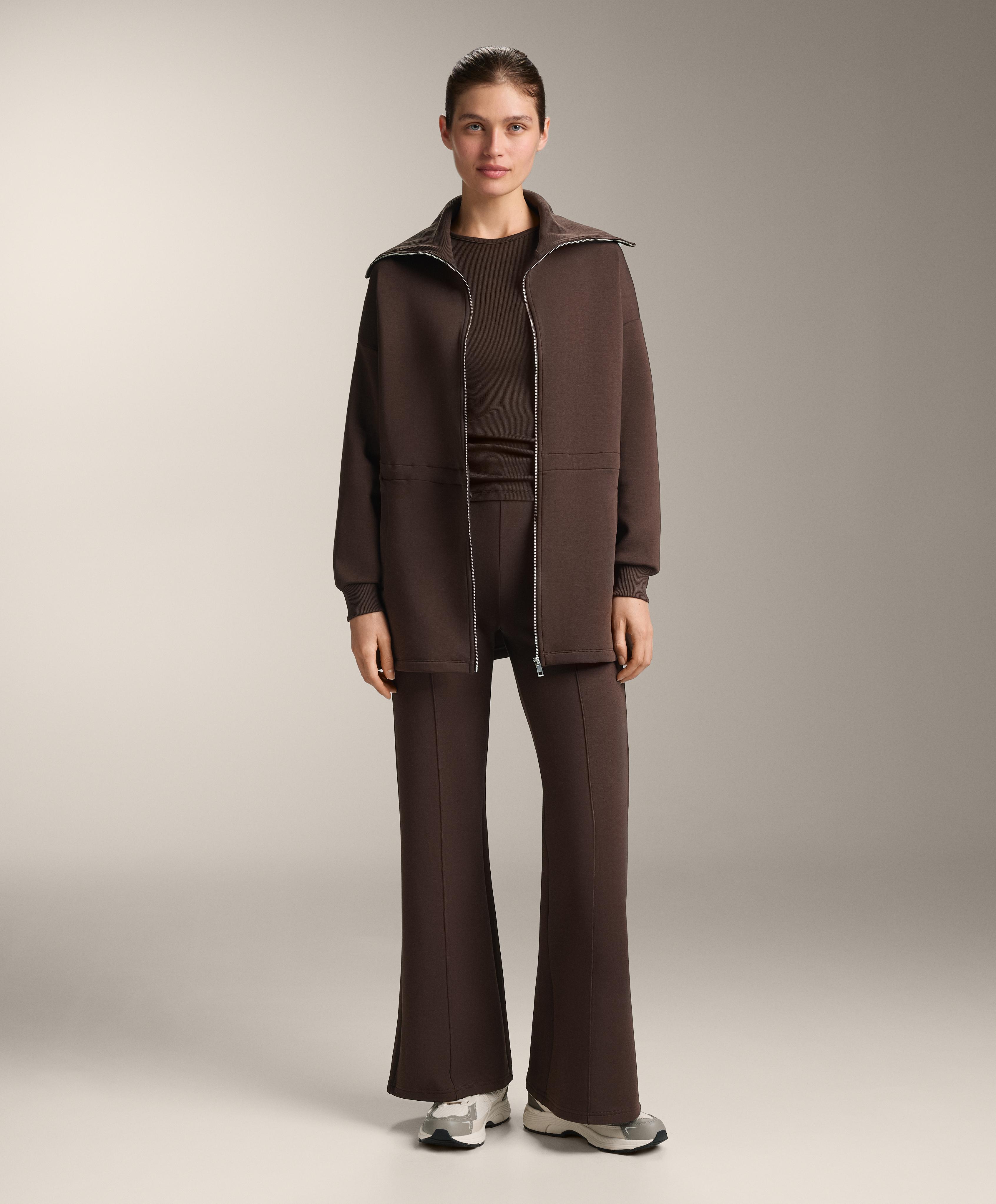 Long jacket with adjustable waist, rib collar in a cotton blend - Sale Long jacket with adjustable waist, rib collar in a cotton blend - Sale