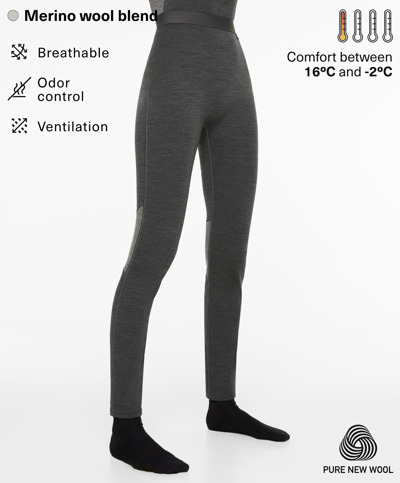 Leggings performance base layers 95% lana merino