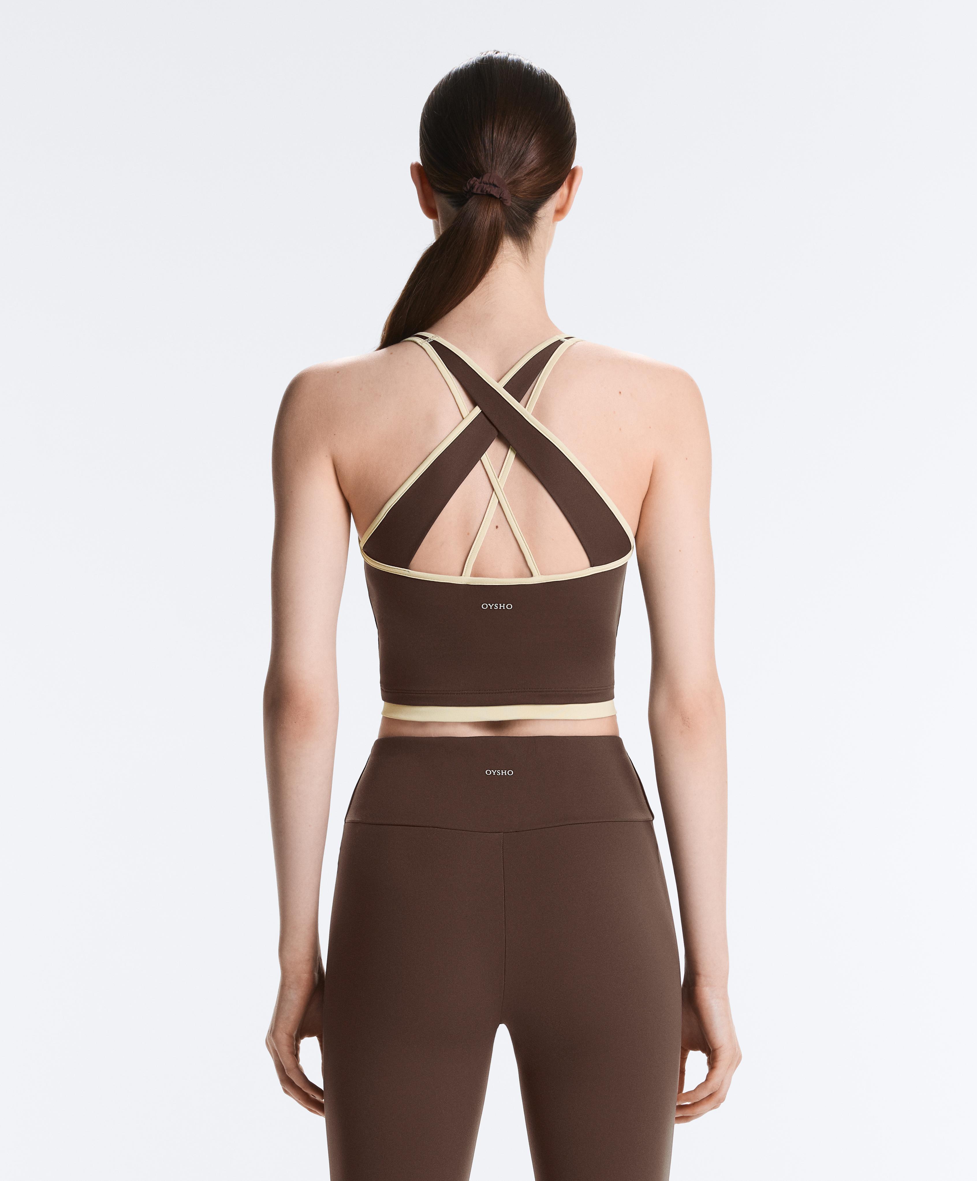 Comfortlux contrast crossover back Tank top — BROWN