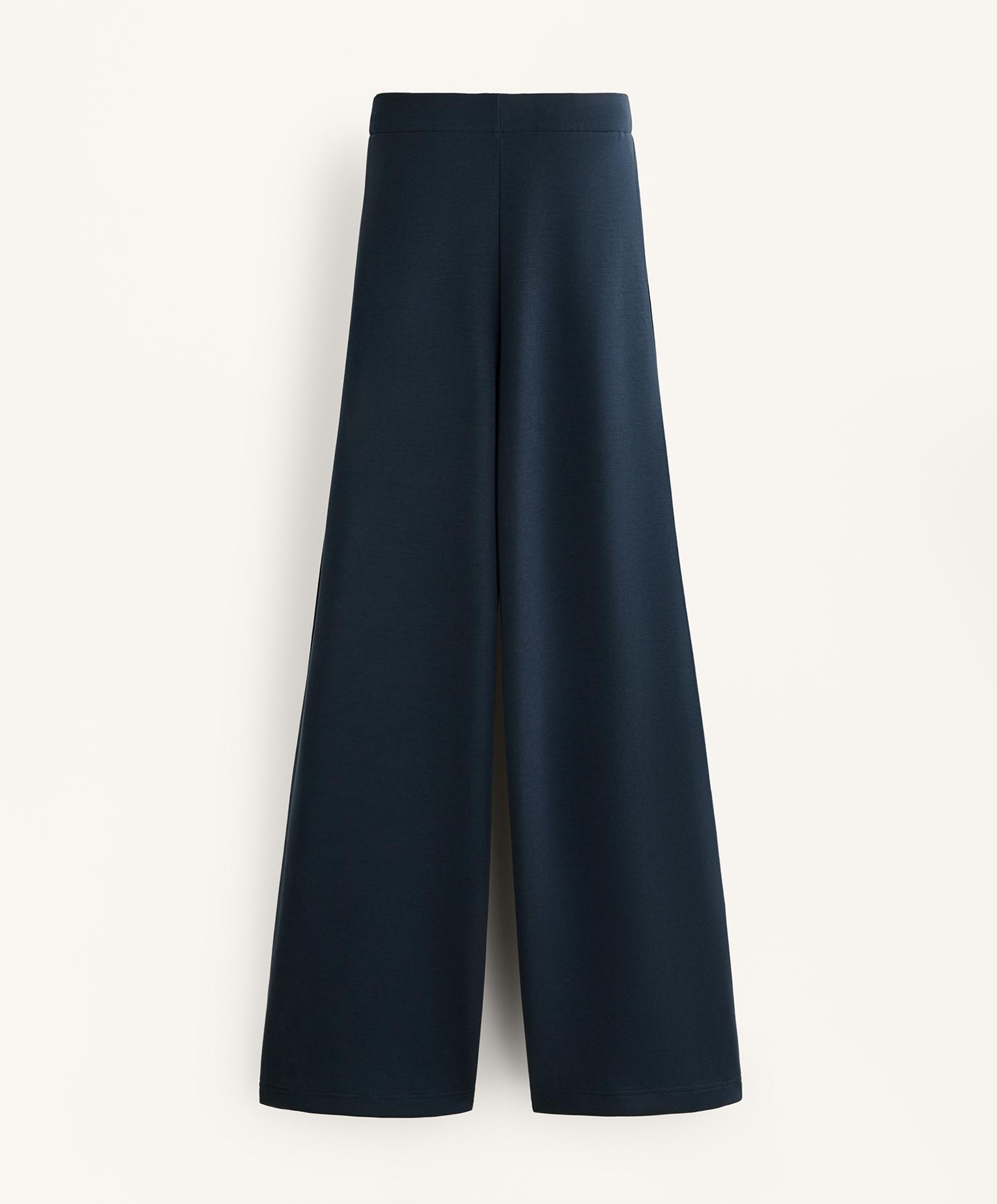 Cocoon trousers with modal side pleat — NAVY BLUE