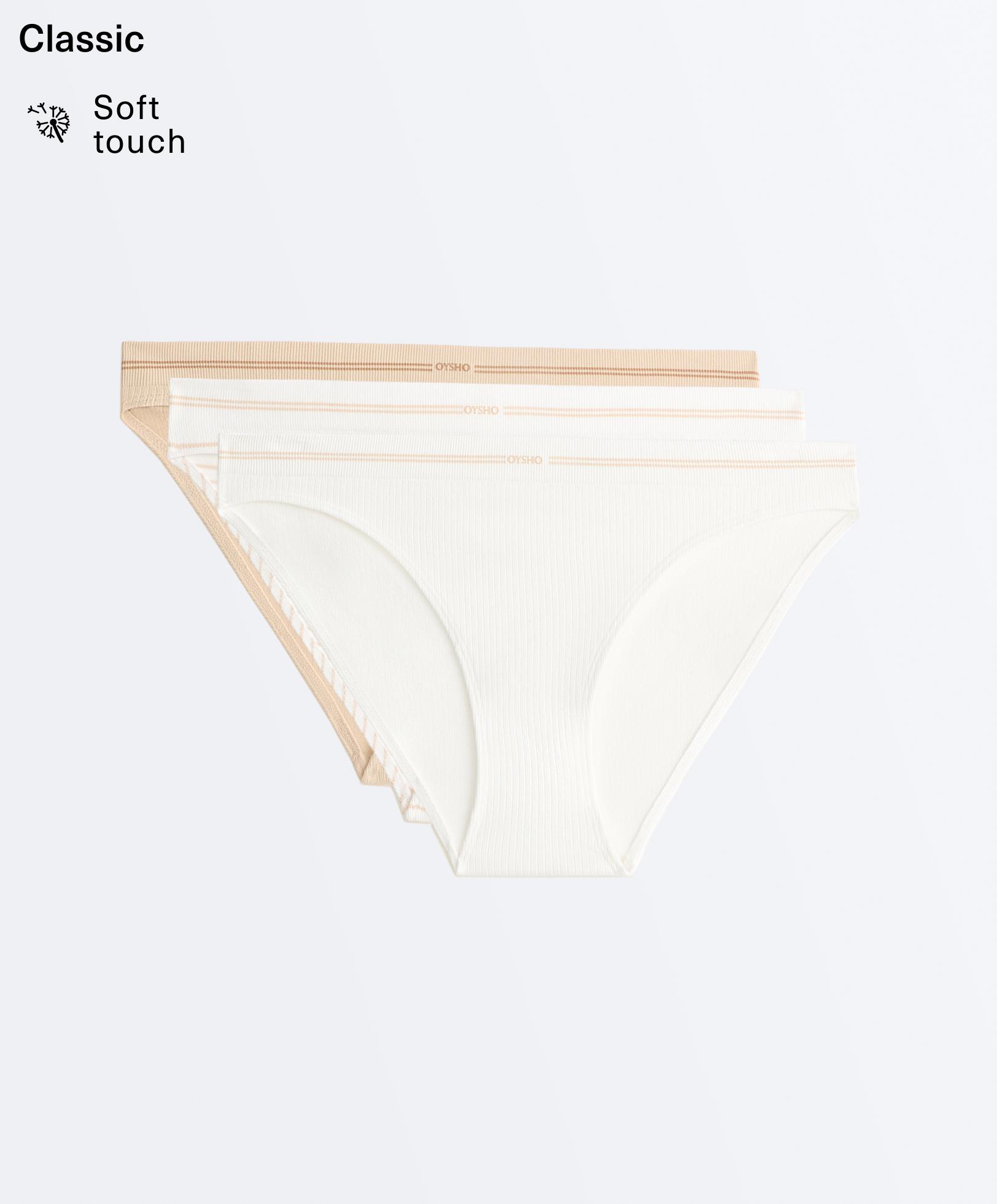 3 seamless rib polyamide blend classic briefs — WHITE