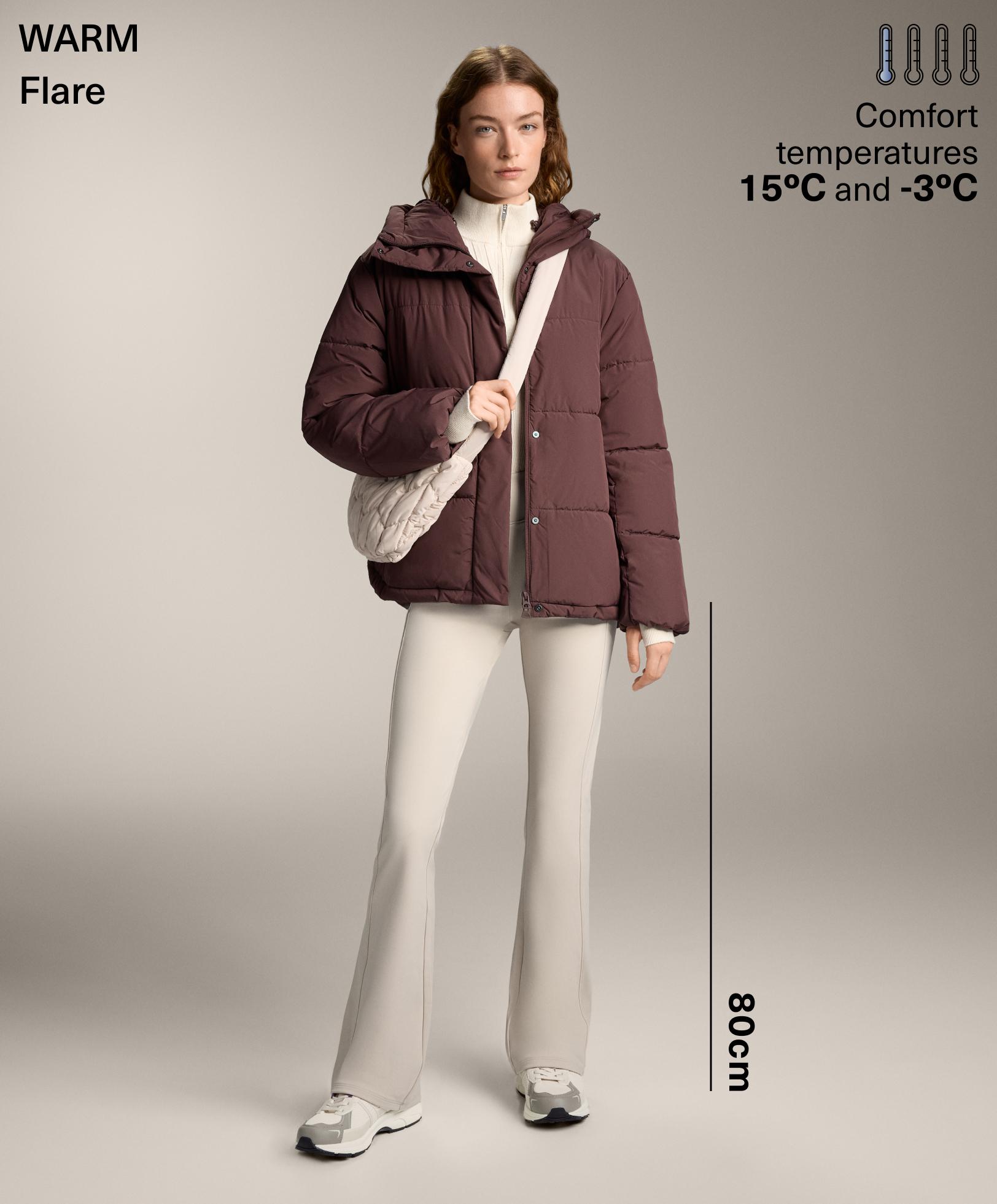 High rise warm flare trousers with pockets — PALE MINK