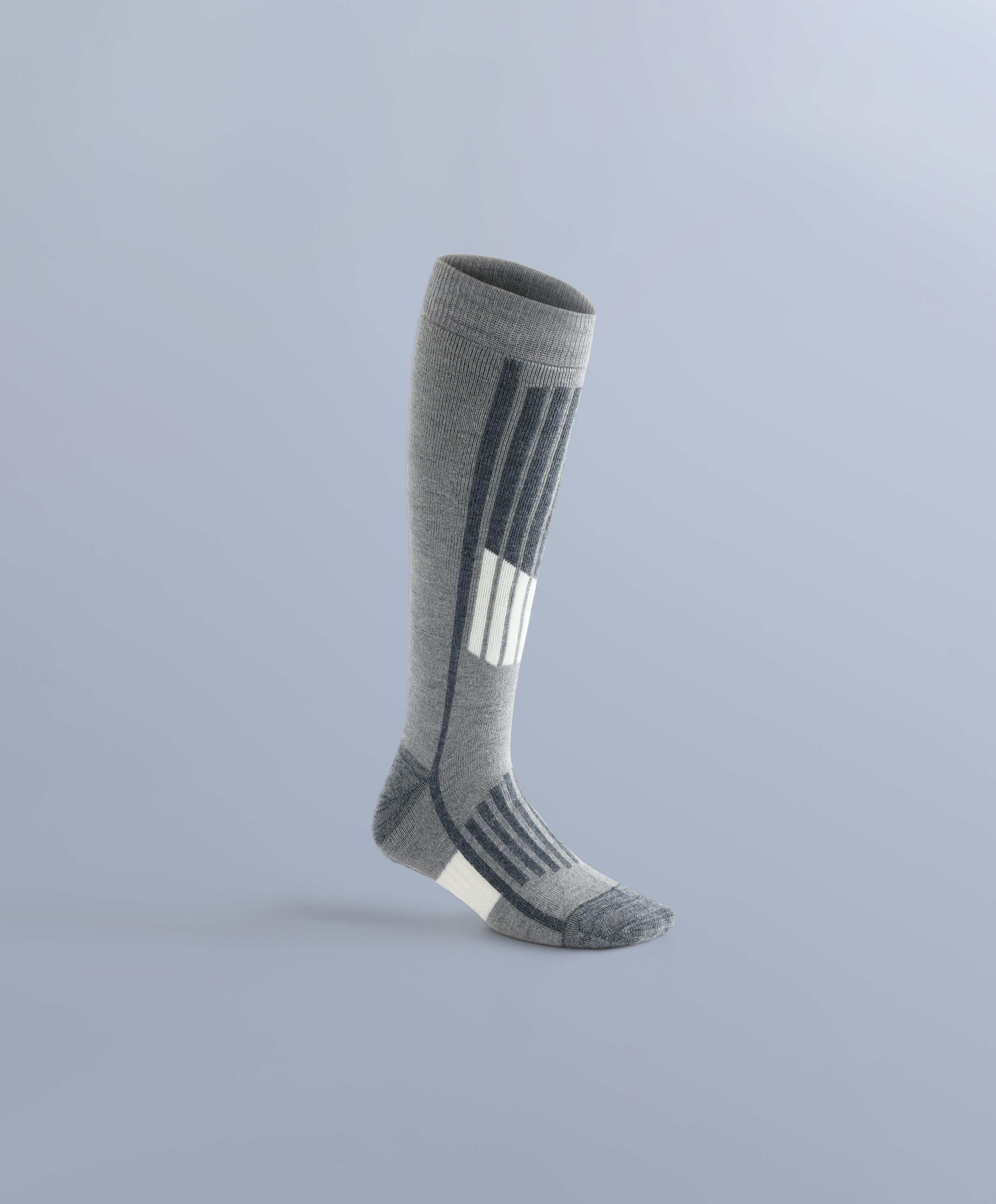 Primaloft® yarn WOOLMARK® wool blend long ski socks — GREY MELANGE