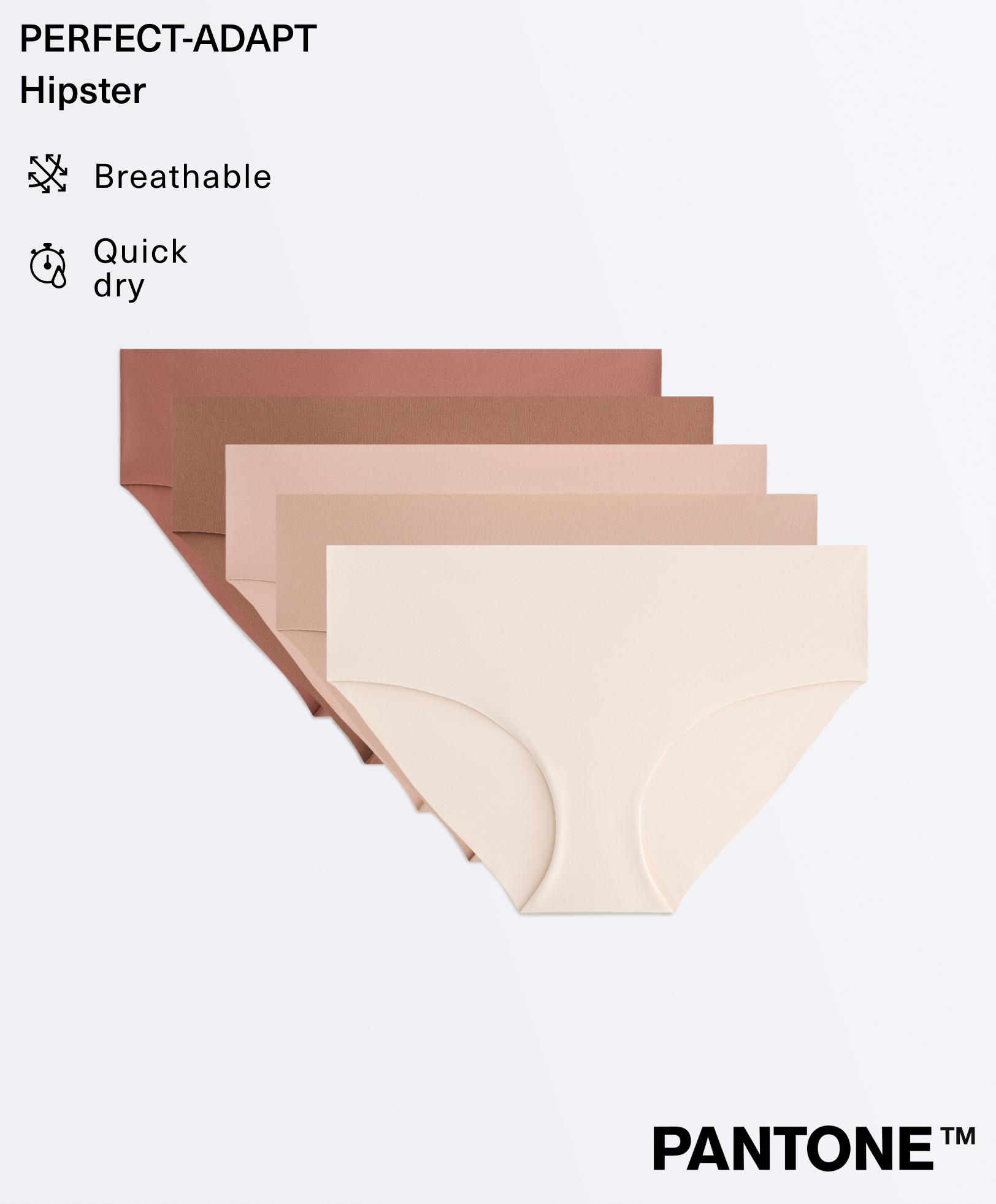 5 invisible polyamide blend PANTONE™ hipster briefs — BEIGE