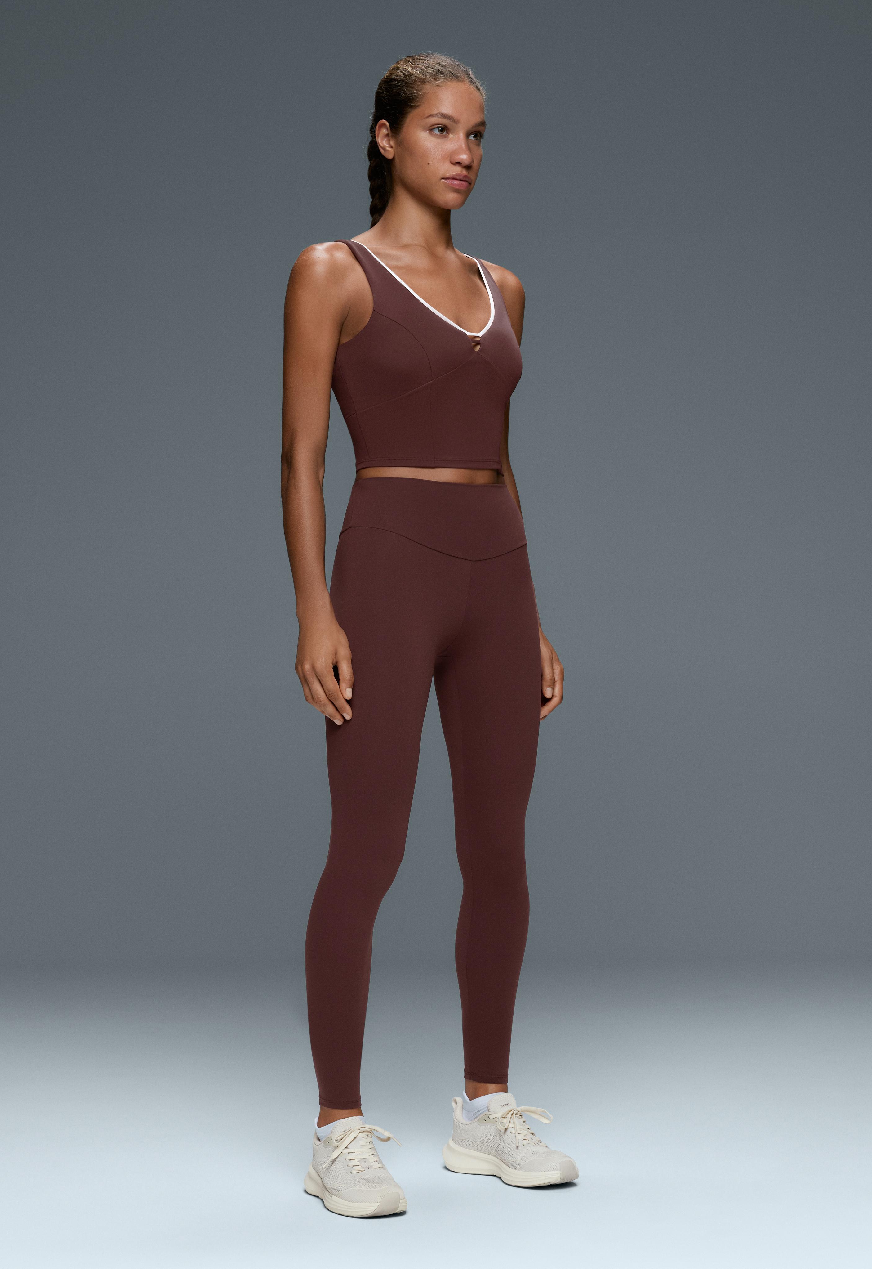 Comfortlux V-neck strappy tank top — CHOCOLATE