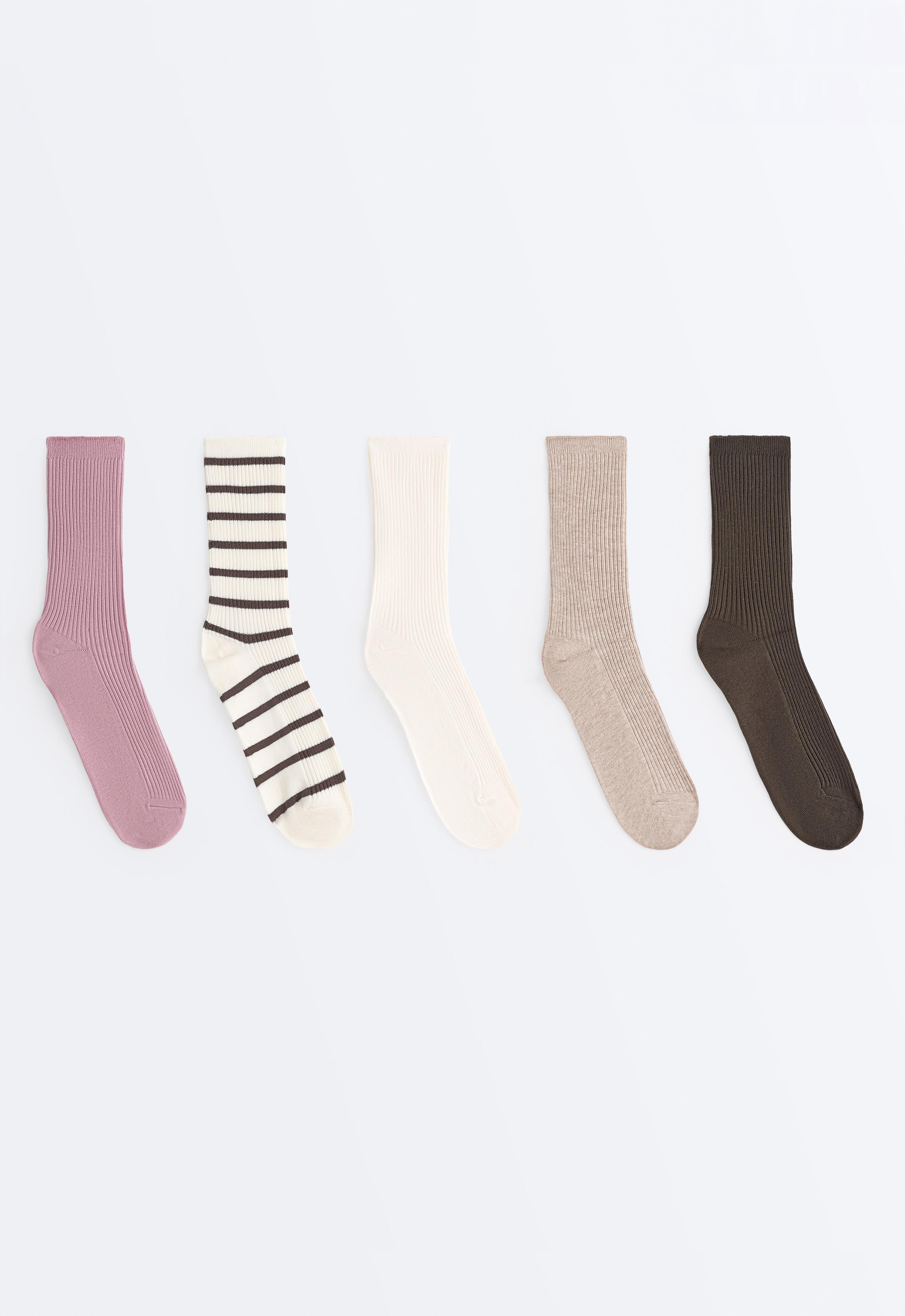 5 pairs of cotton blend classic socks — VINTAGE PINK