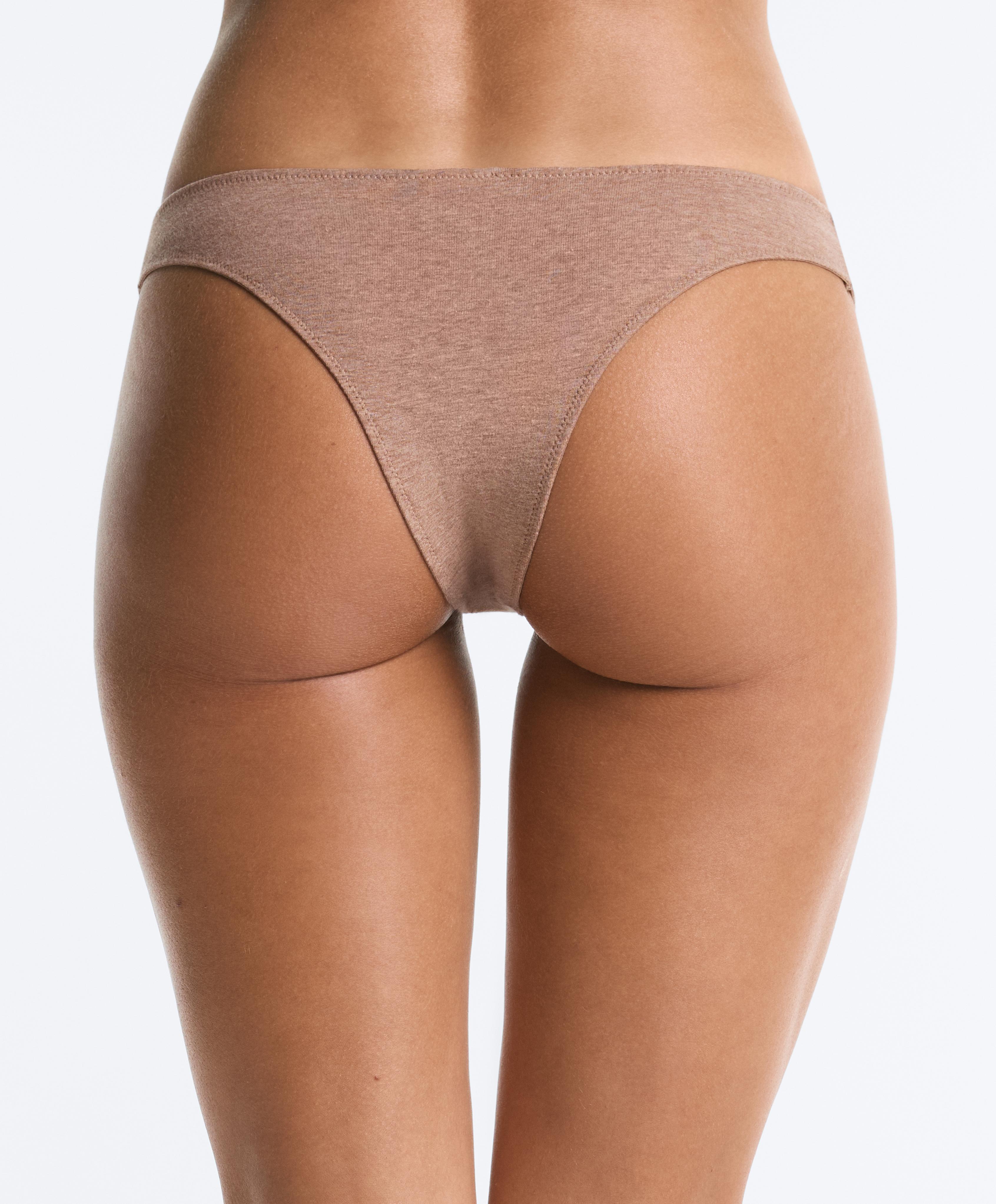 5 rib cotton blend Brazilian briefs — CHOCOLATE      
