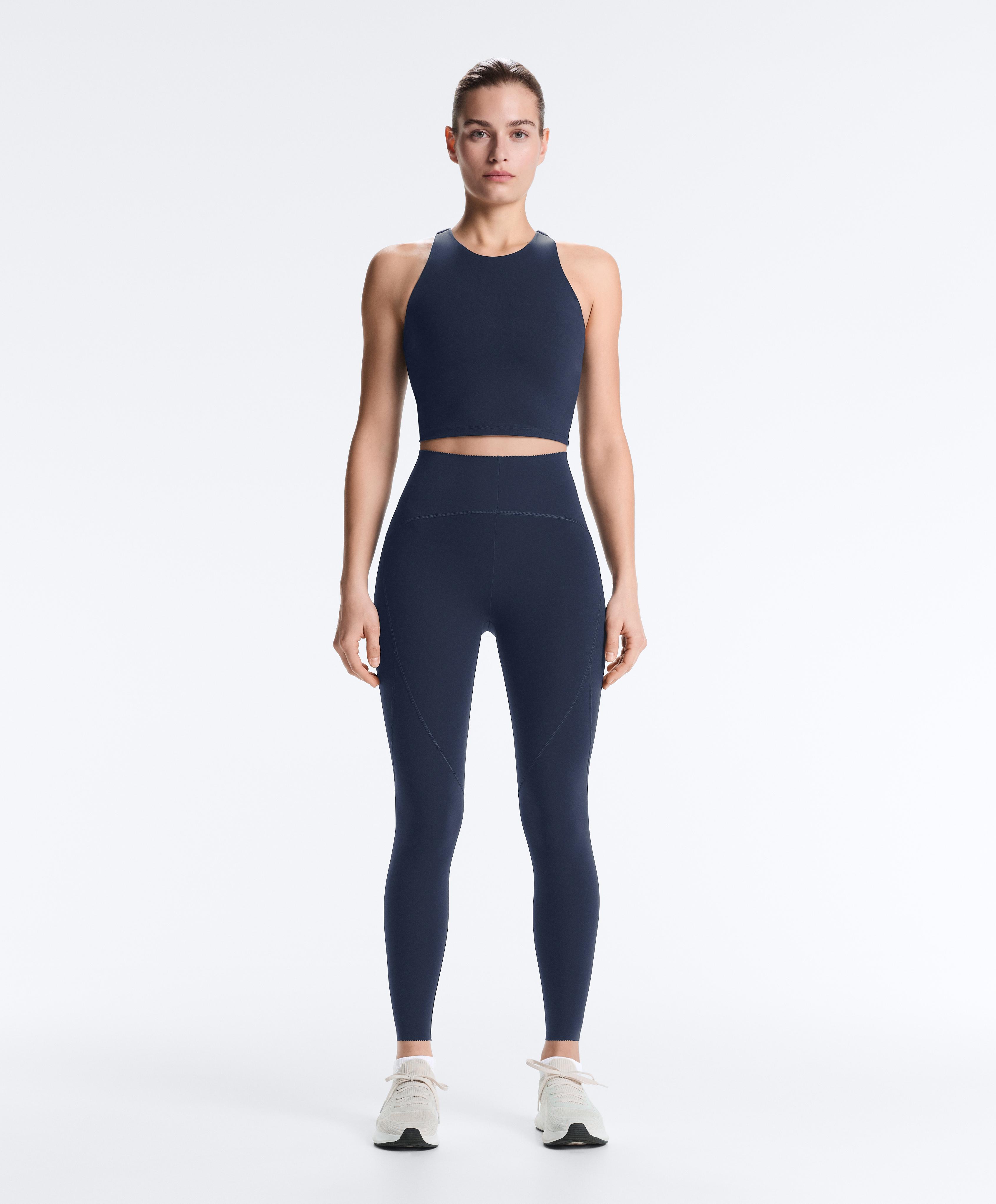 Compressive halter tank top — NAVY BLUE