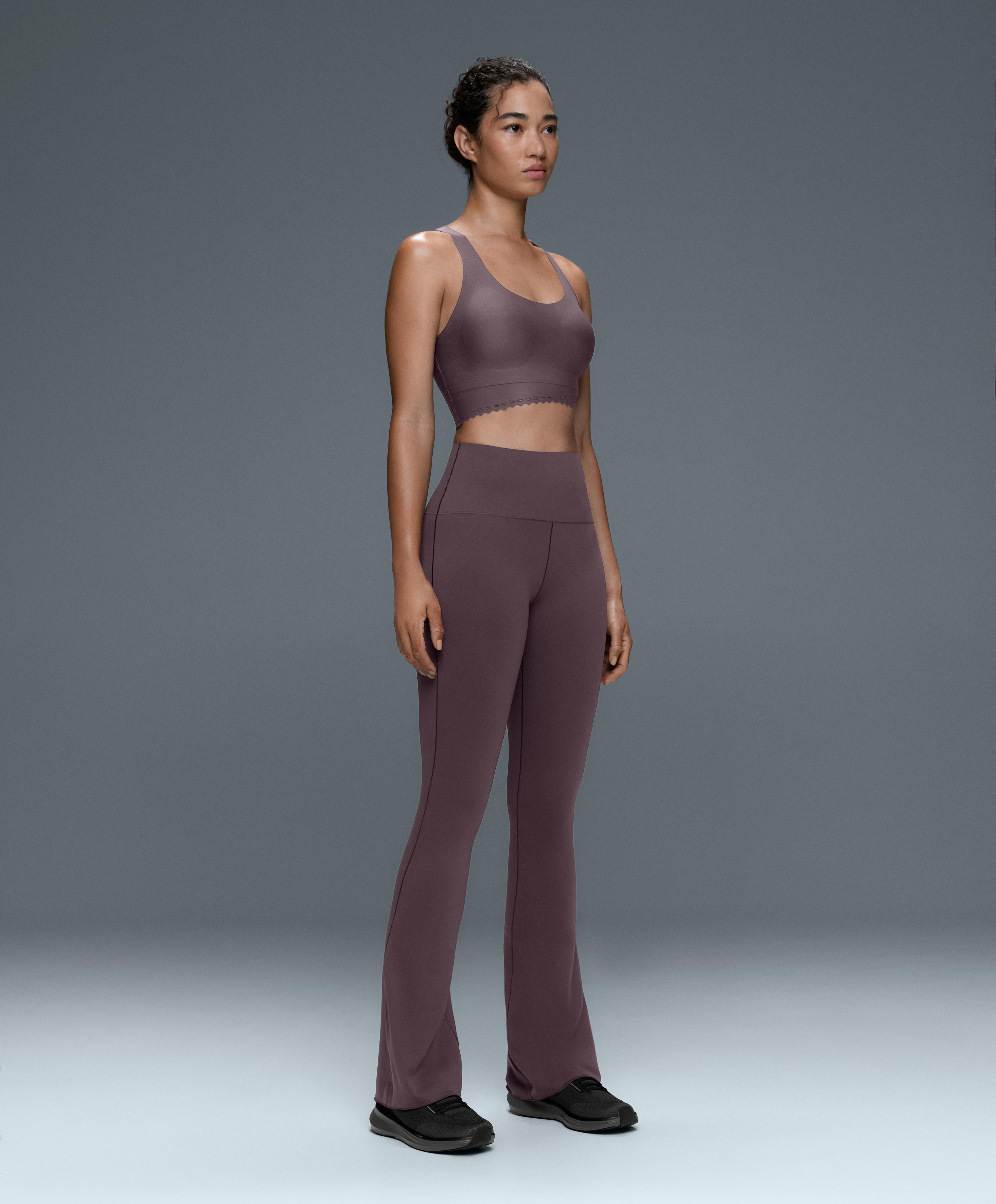 Perfect-adapt high-rise flare trousers — Purplish brown