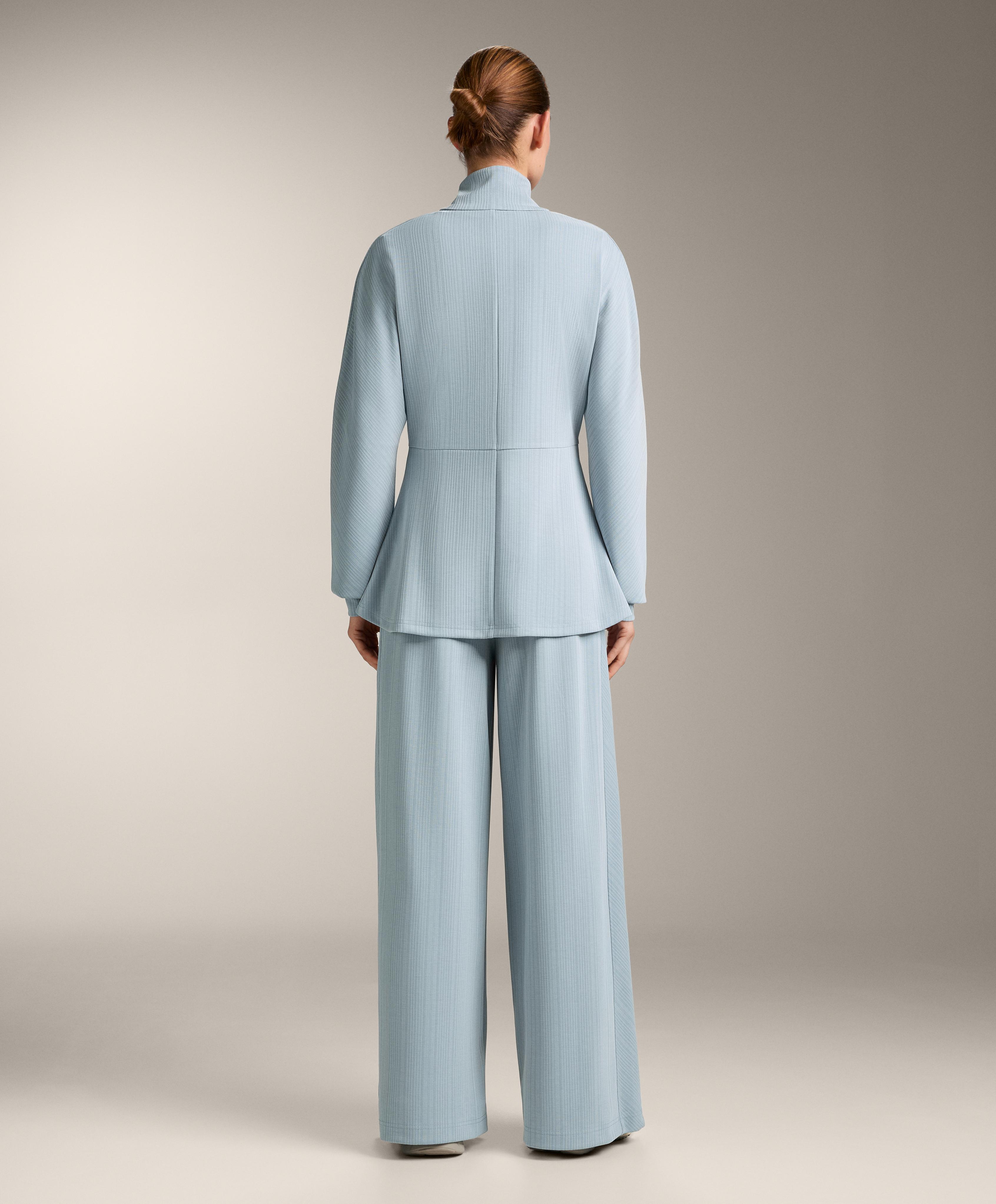 Long asymmetrical stripe jacket with modal — DUSTY-BLUE