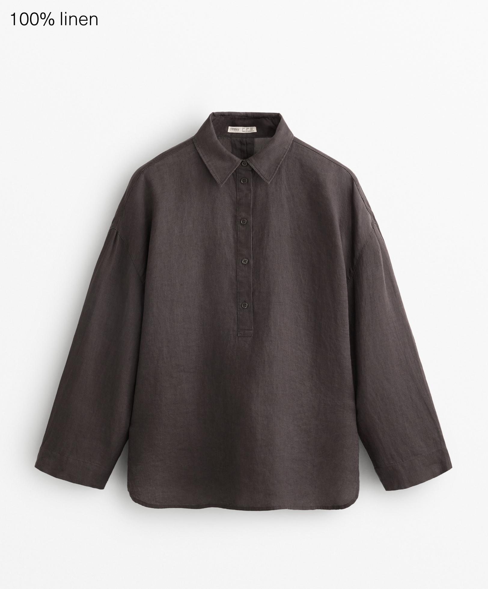 Oversize-skjorta i 100 % linne