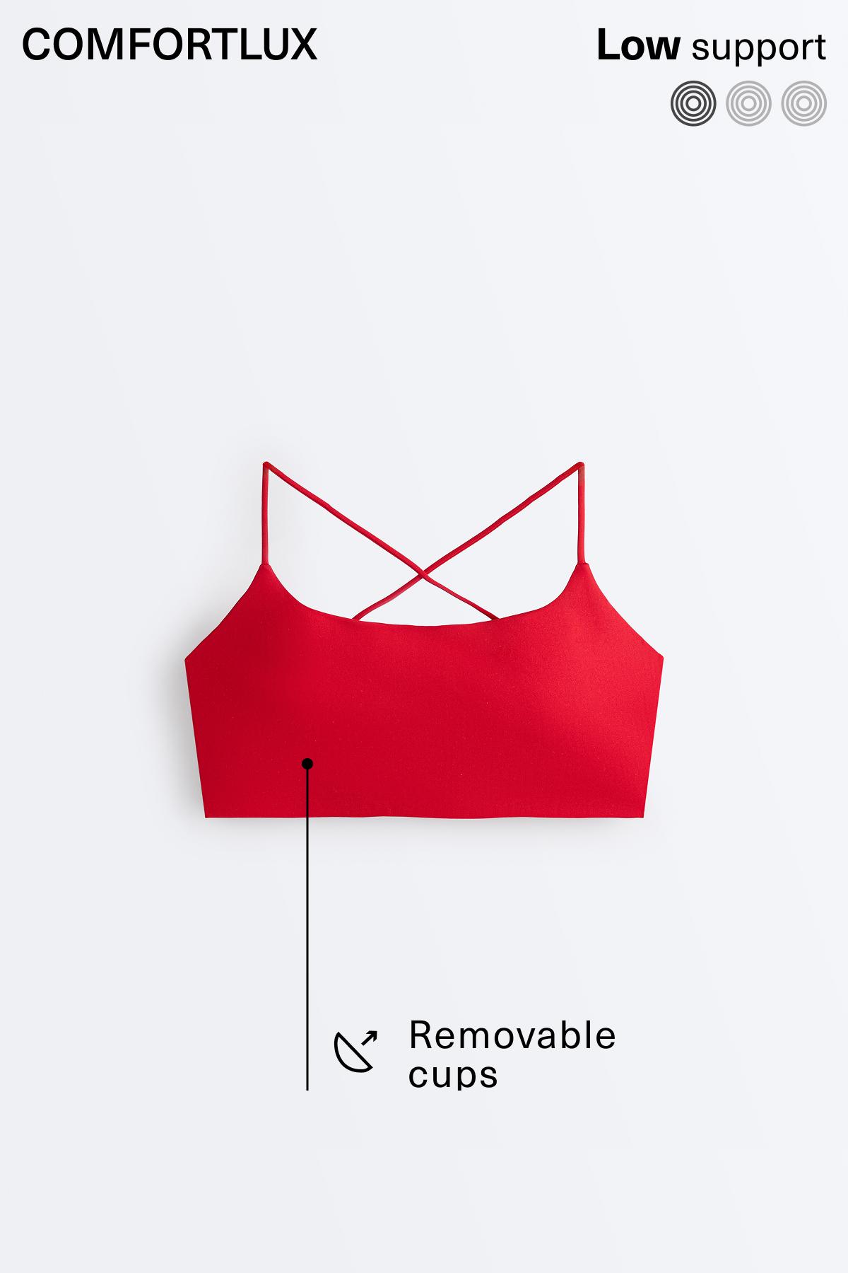 Low-support Comfortlux crossover sports bra — STRONG RED