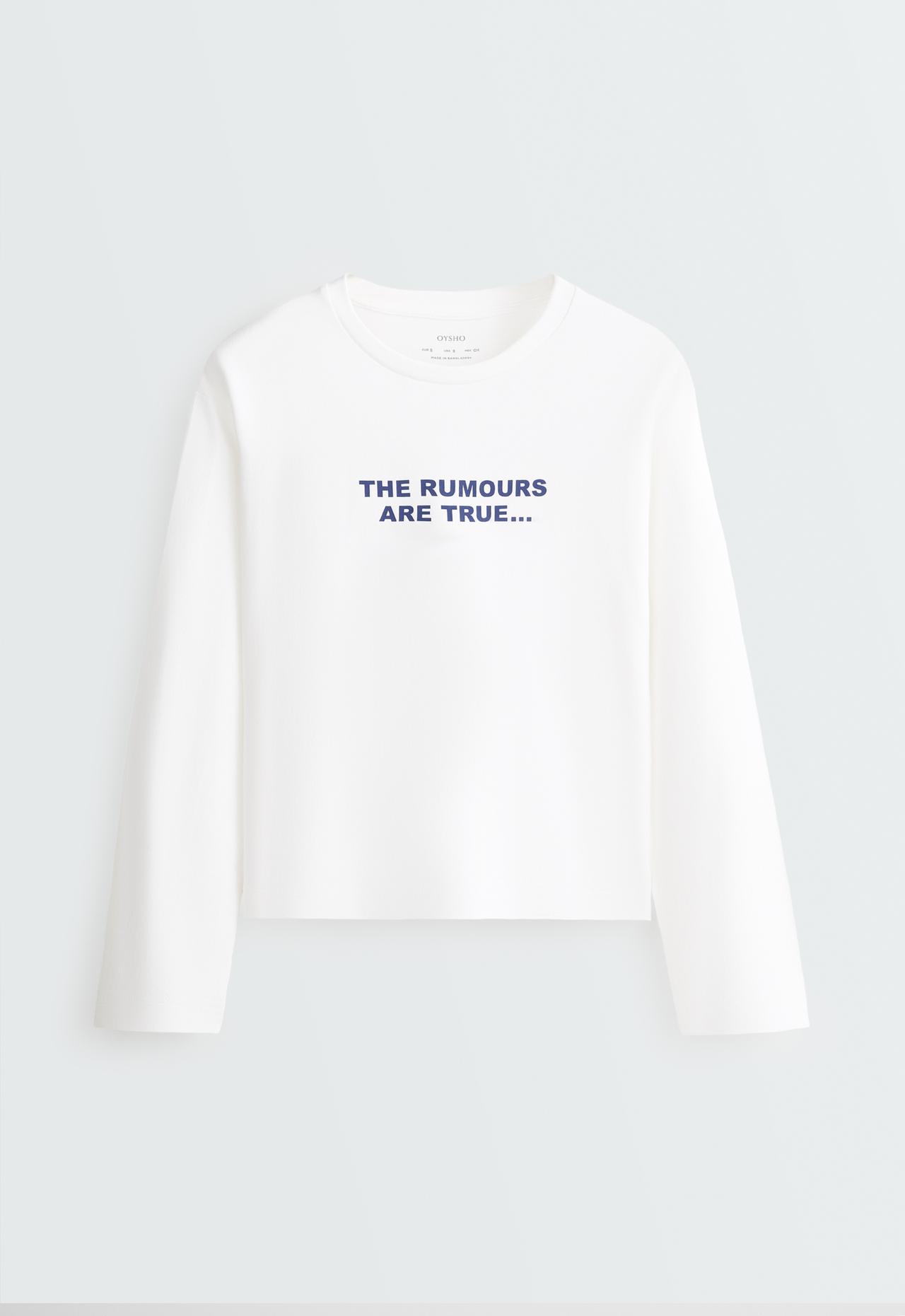 100% cotton relaxed long-sleeve t-shirt text — WHITE