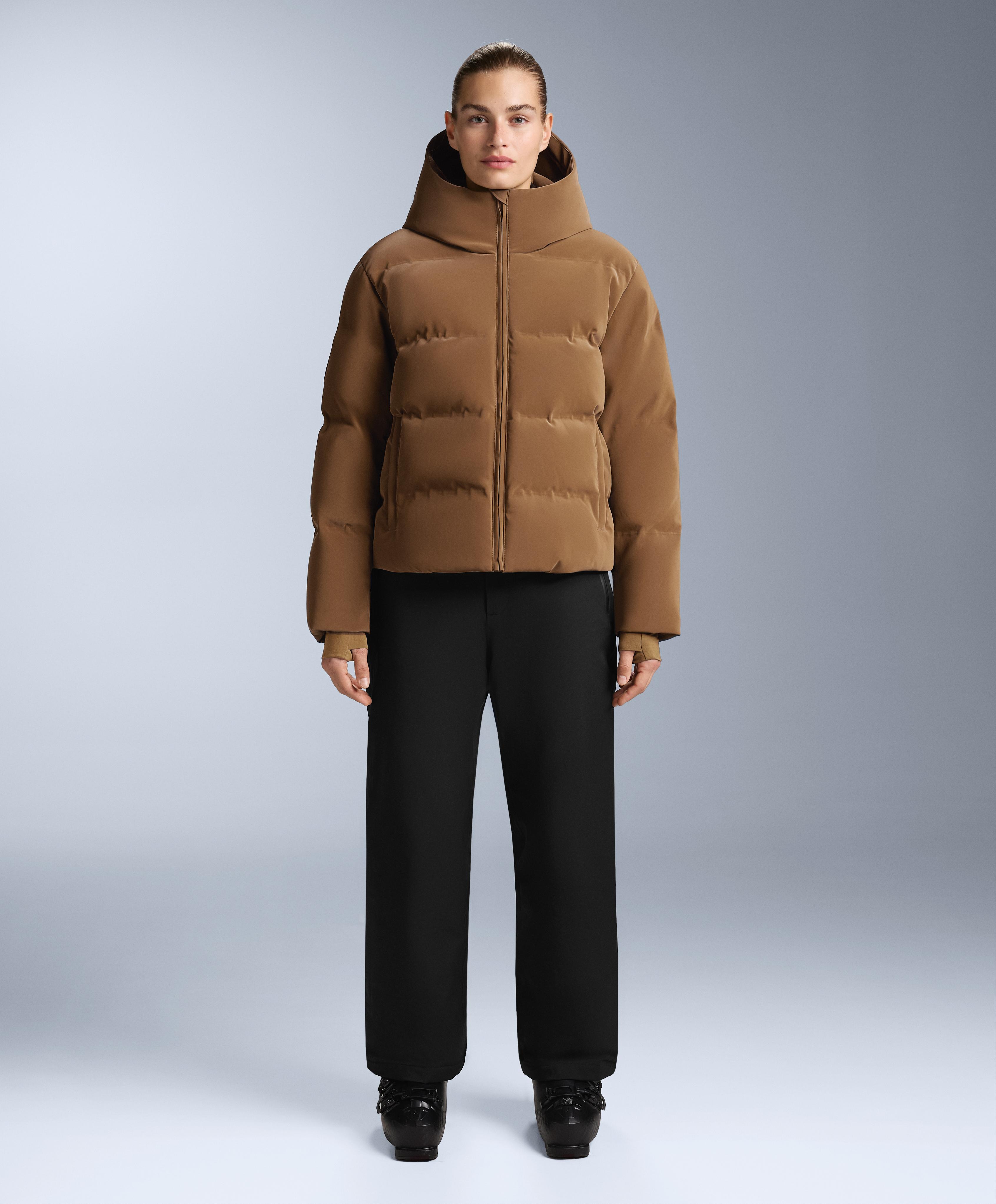 Satin padded jacket 80% down and 20% feather MINARDI PIUME SKI water-resistant — HONEY