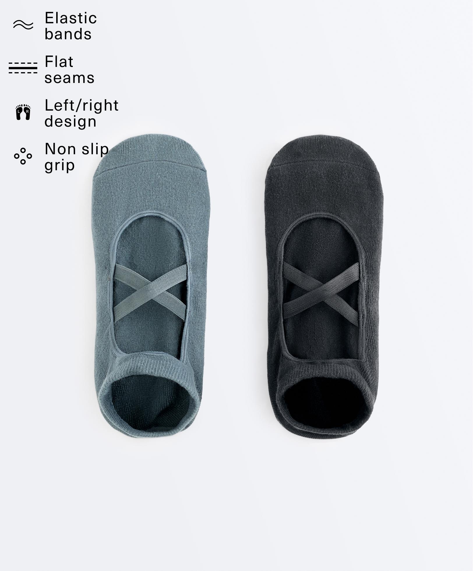 2 pares de calcetines yoga y pilates mezcla algodón cintas cruzadas 2 pares de calcetines yoga y pilates mezcla algodón cintas cruzadas