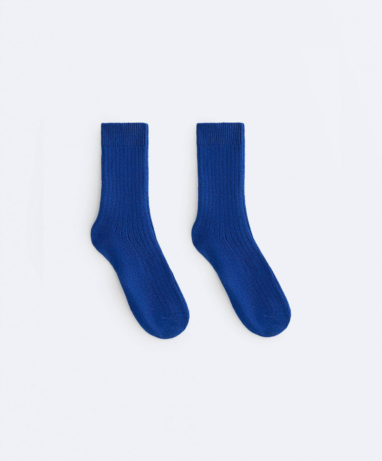 Classic socks 15% cashmere 10% wool — MID-BLUE