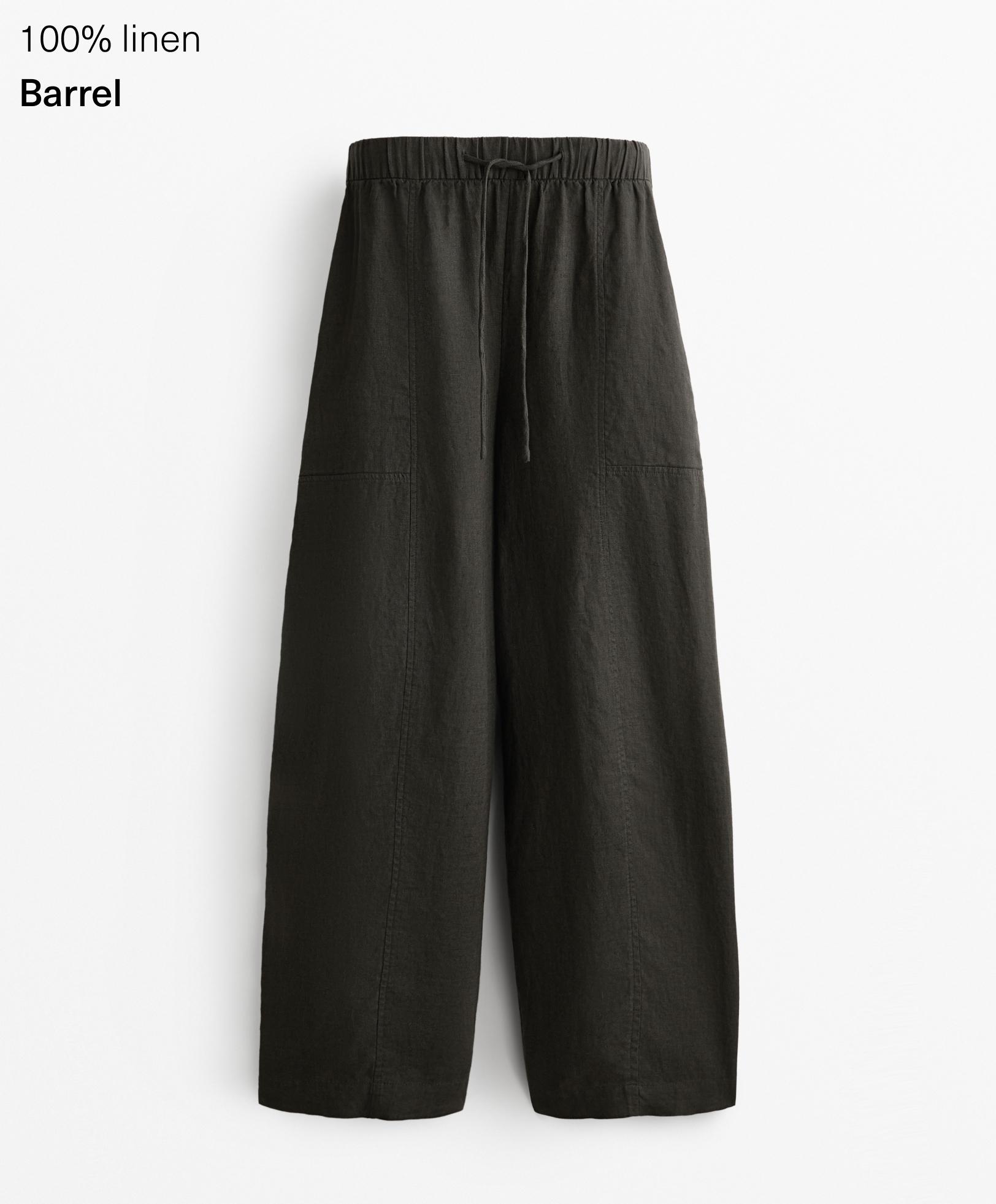 100% linen barrel trousers