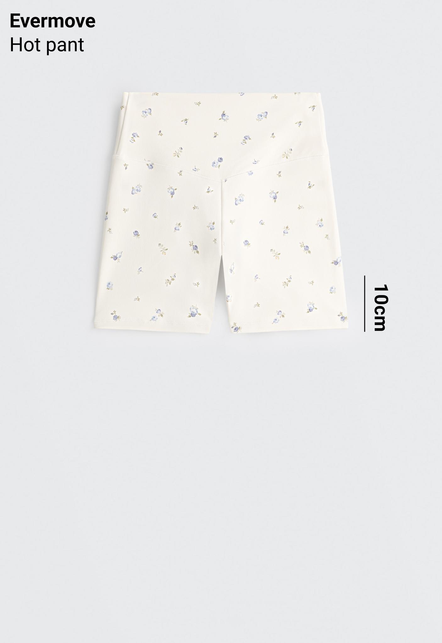 Evermove high-rise 10cm hot pants with floral print — PALE ECRU