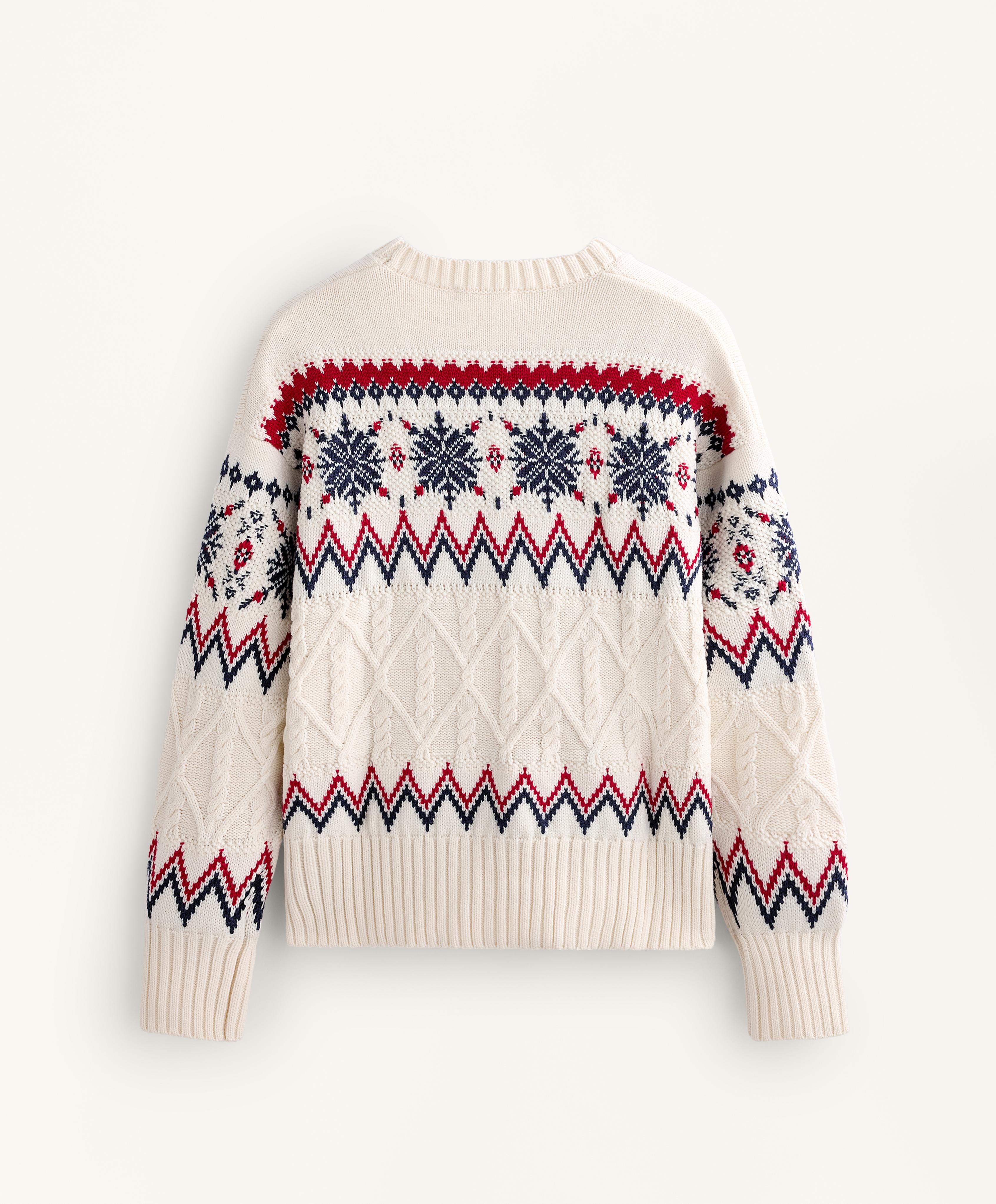 Kar tanesi jakarlı örgü kazak - Görsel 10