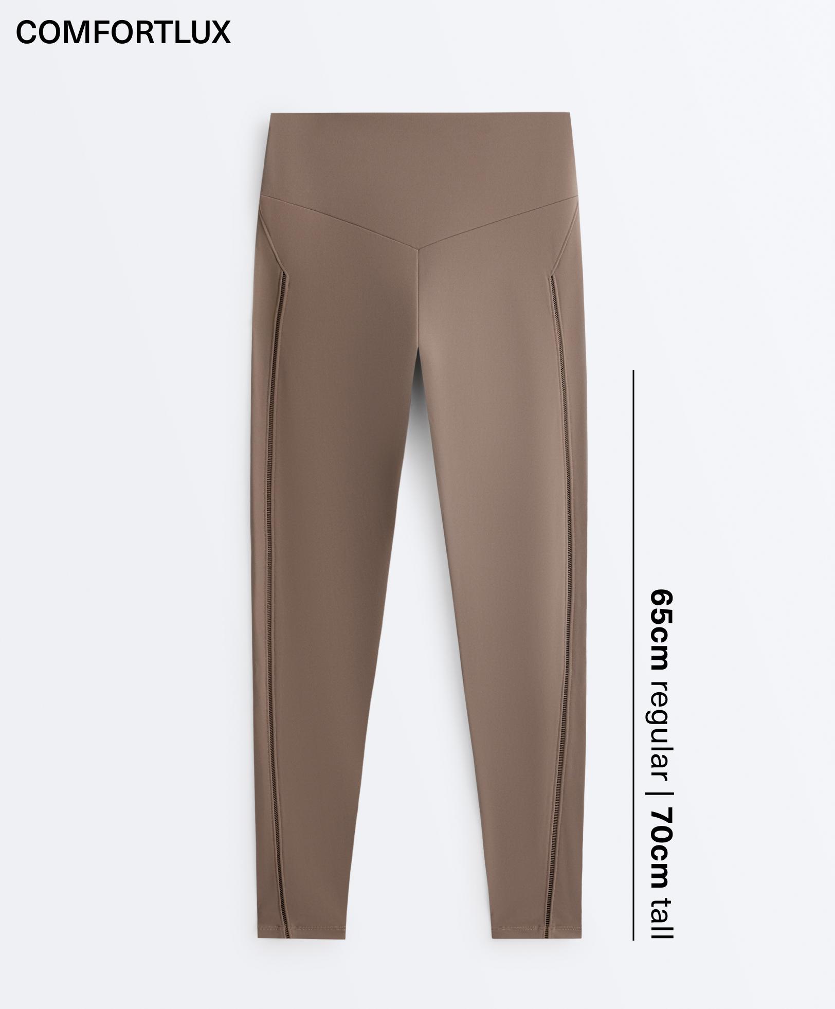 Comfortlux high-rise hemstitch ankle-length leggings — MINK