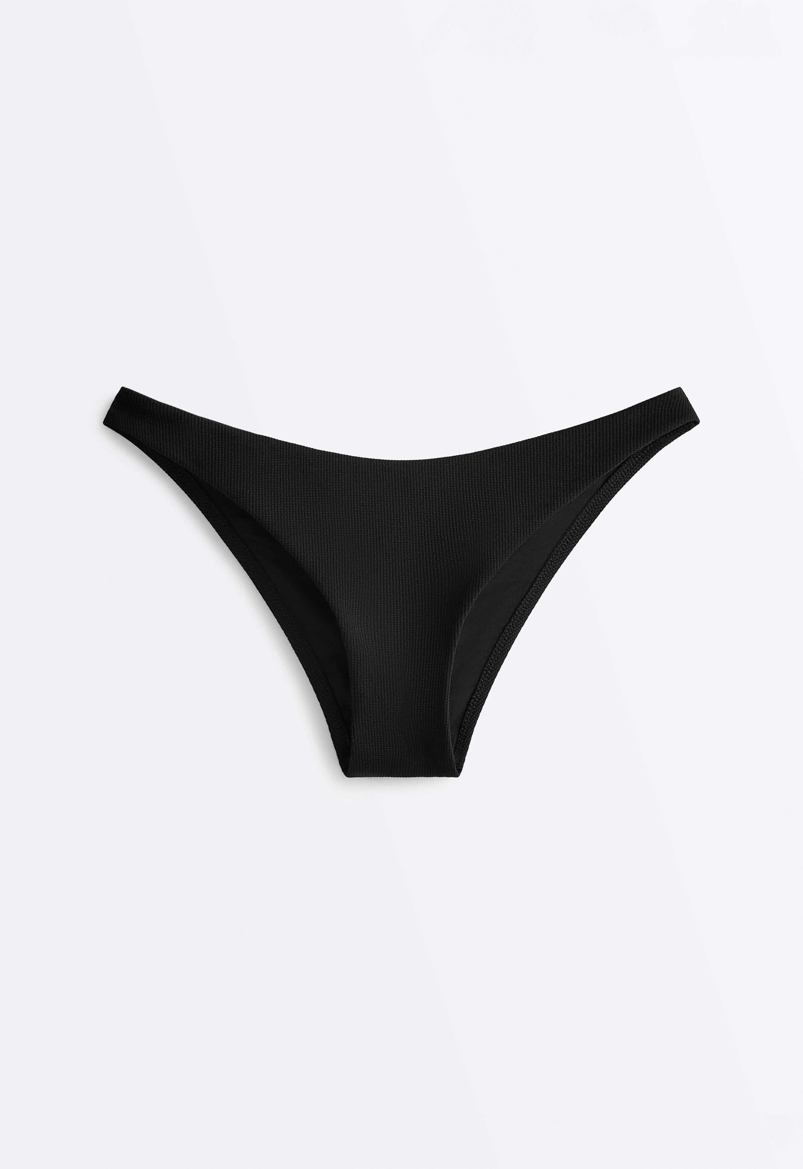 Medium-coverage U-cut piqué bikini briefs — BLACK