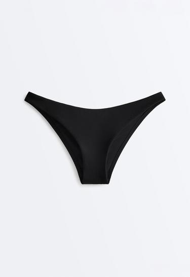 Medium-coverage U-cut piqué bikini briefs — BLACK 8
